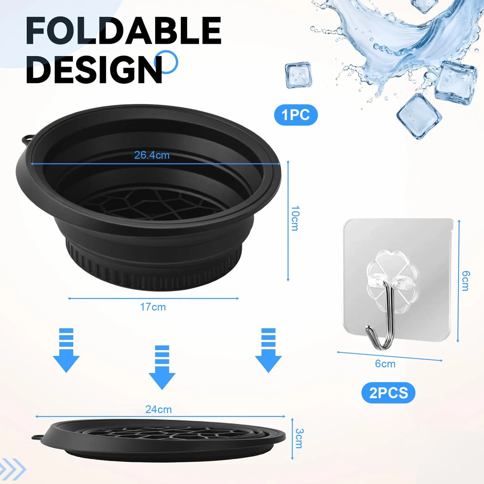 Bol à Glace Facial Pliable en Silicone avec Compartiment à Glace Intégré pour Thérapie par Immersion Froide