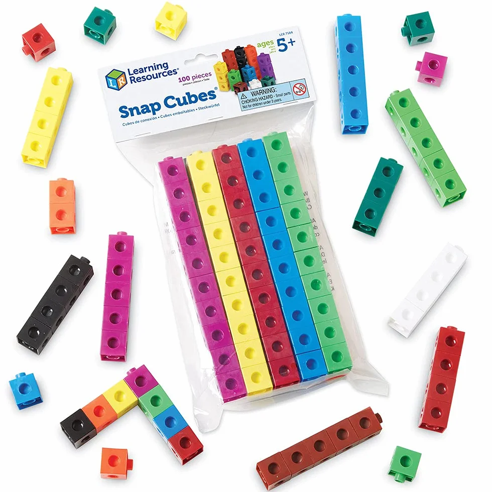 Learning Resources Cubes Éducatifs 100 Pièces Emboîtables 2 cm 10 Couleurs Montessori Mathématiques