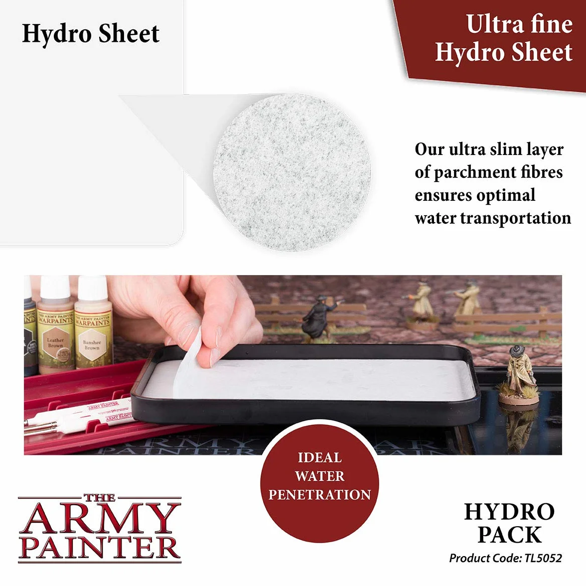 The Army Painter Hydro Pack Wet Palette Recharge 50 Lingettes 2 Éponges Peinture Figurines