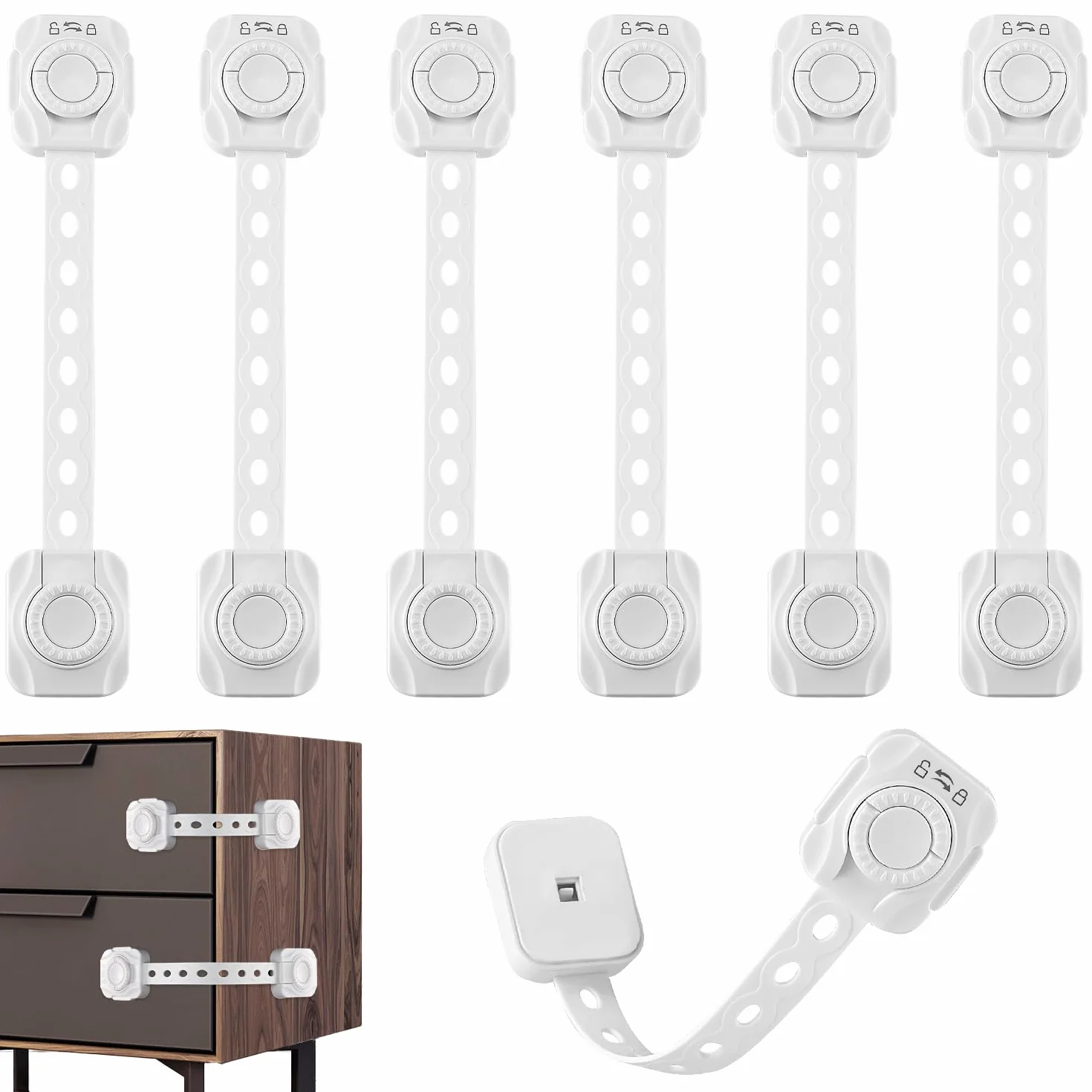 Securite Enfant Bloc Porte Placard 6 Pieces avec Adhesif pour Refrigerateurs Commodes Portes Tiroir Fenetres