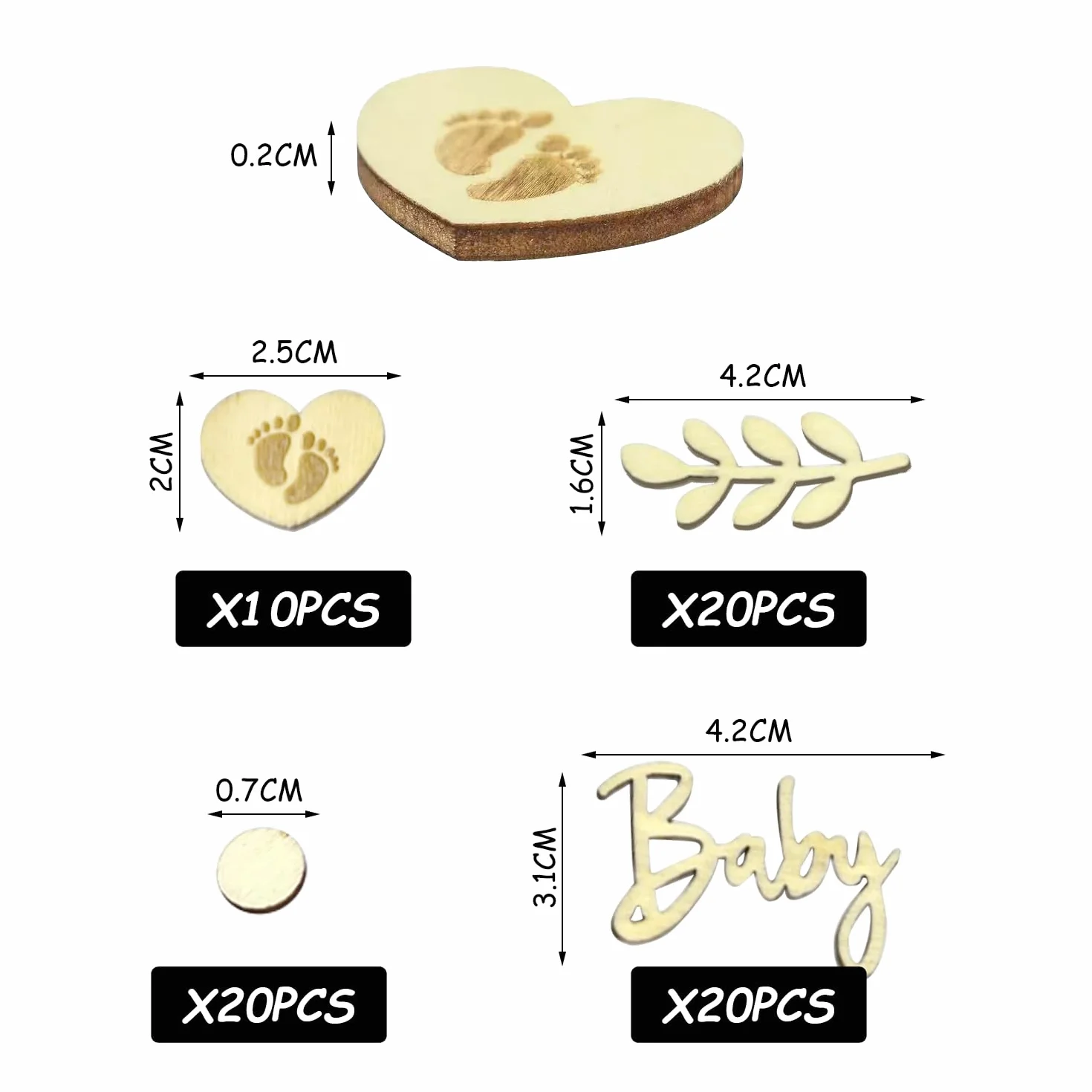Lot de 70 Décorations pour Fête Prénatale et Baptême - Restes de Bois pour Alphabet et Révélation de Sexe