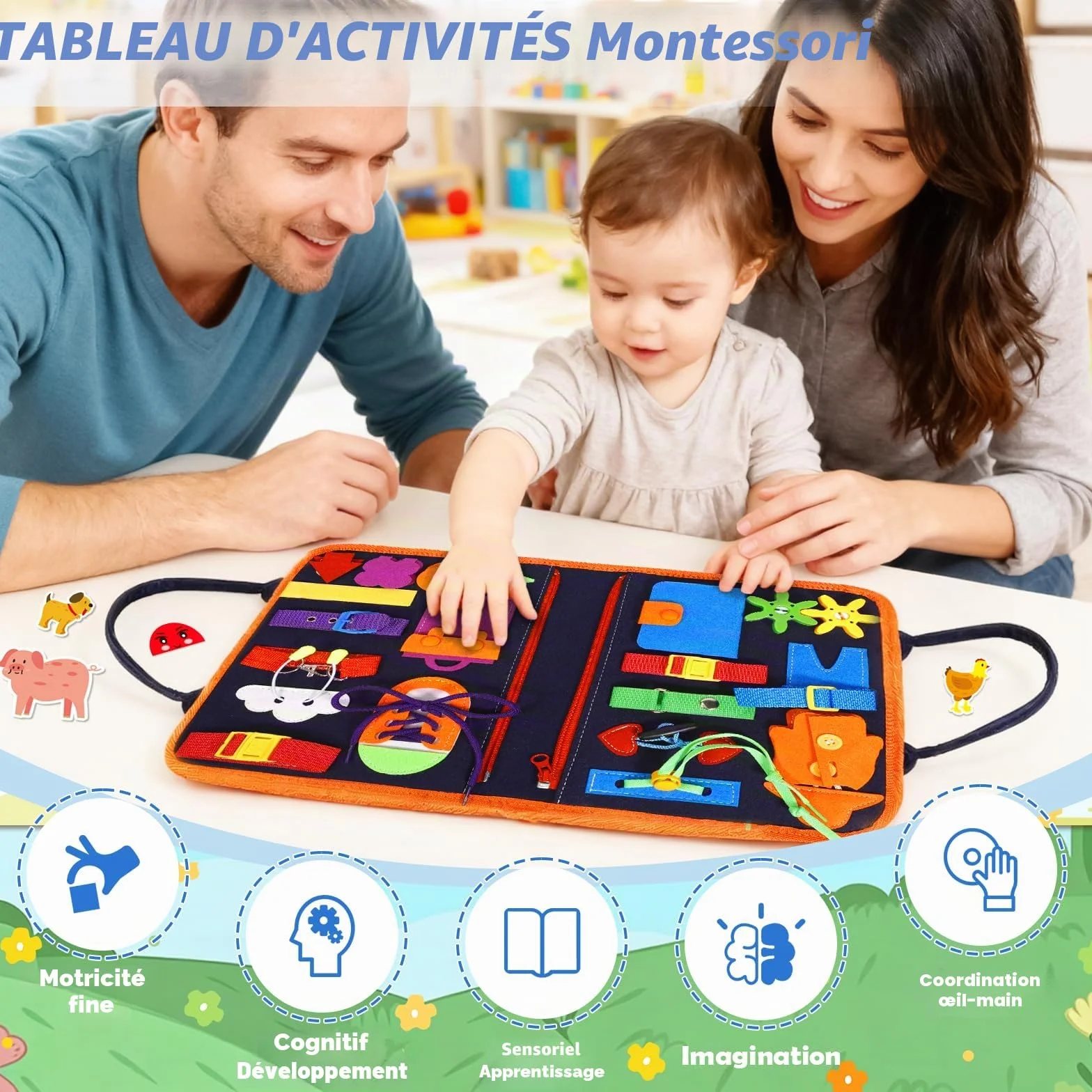 Busy Board Jouets d'Activité Montessori Quiet Book Cadeau Enfants Garçon Fille 1 2 3 4 Ans