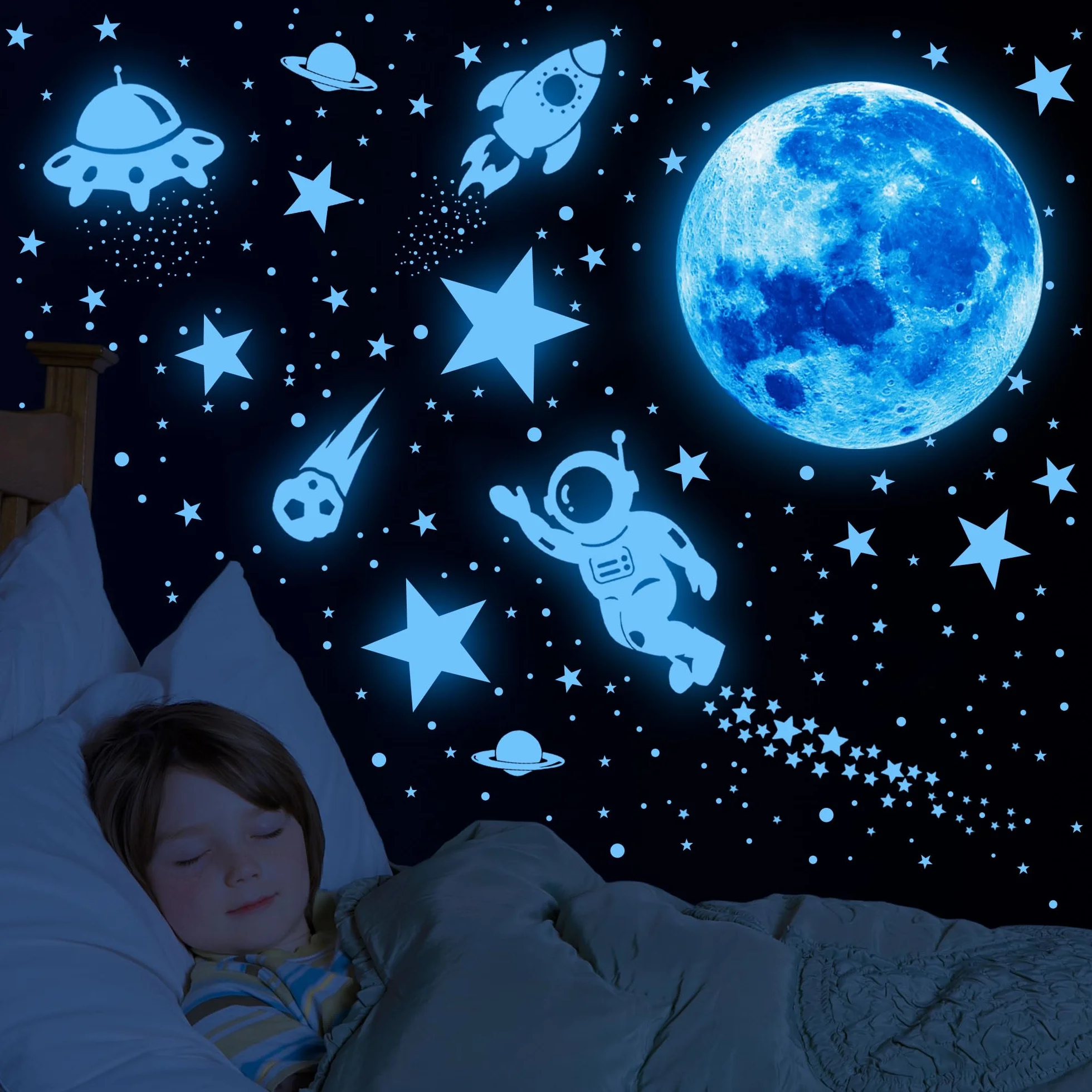 Autocollants Planètes Phosphorescentes 531 Pièces Stickers Muraux Décoration Chambre Enfants