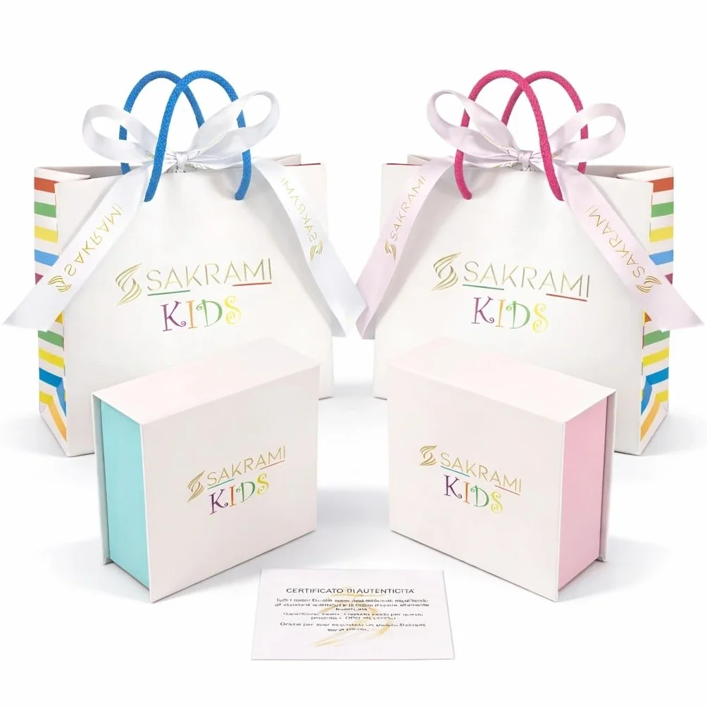 Sakrami Bracelet en argent 925 pour enfants, or jaune, rhodié ou rose + coffret cadeau