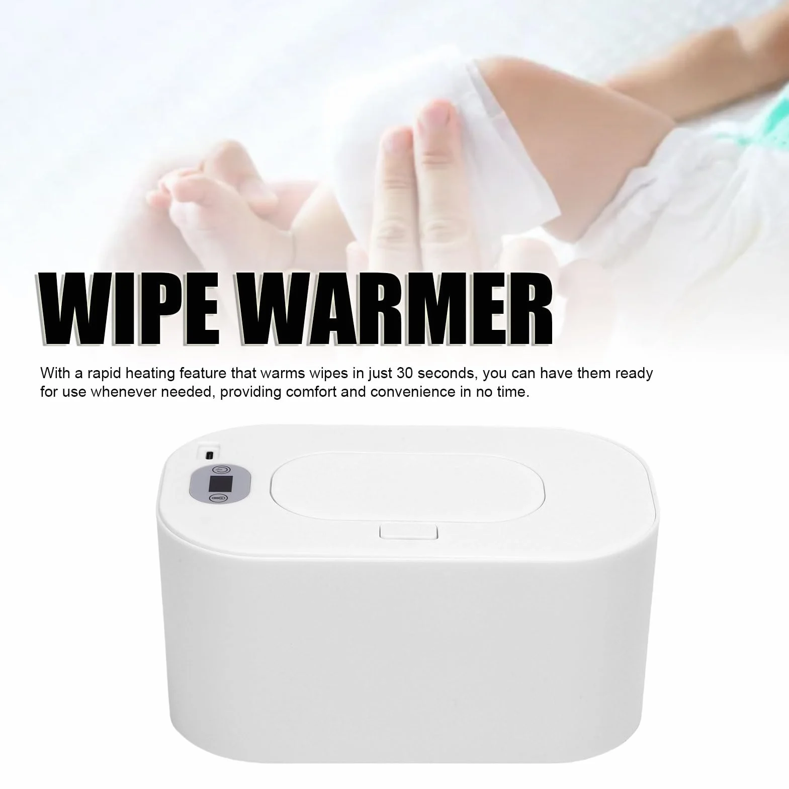 Chauffe-Lingettes pour bébé, Distributeur Portable de Lingettes Humides à Chauffage Rapide USB, Réglage de la Température