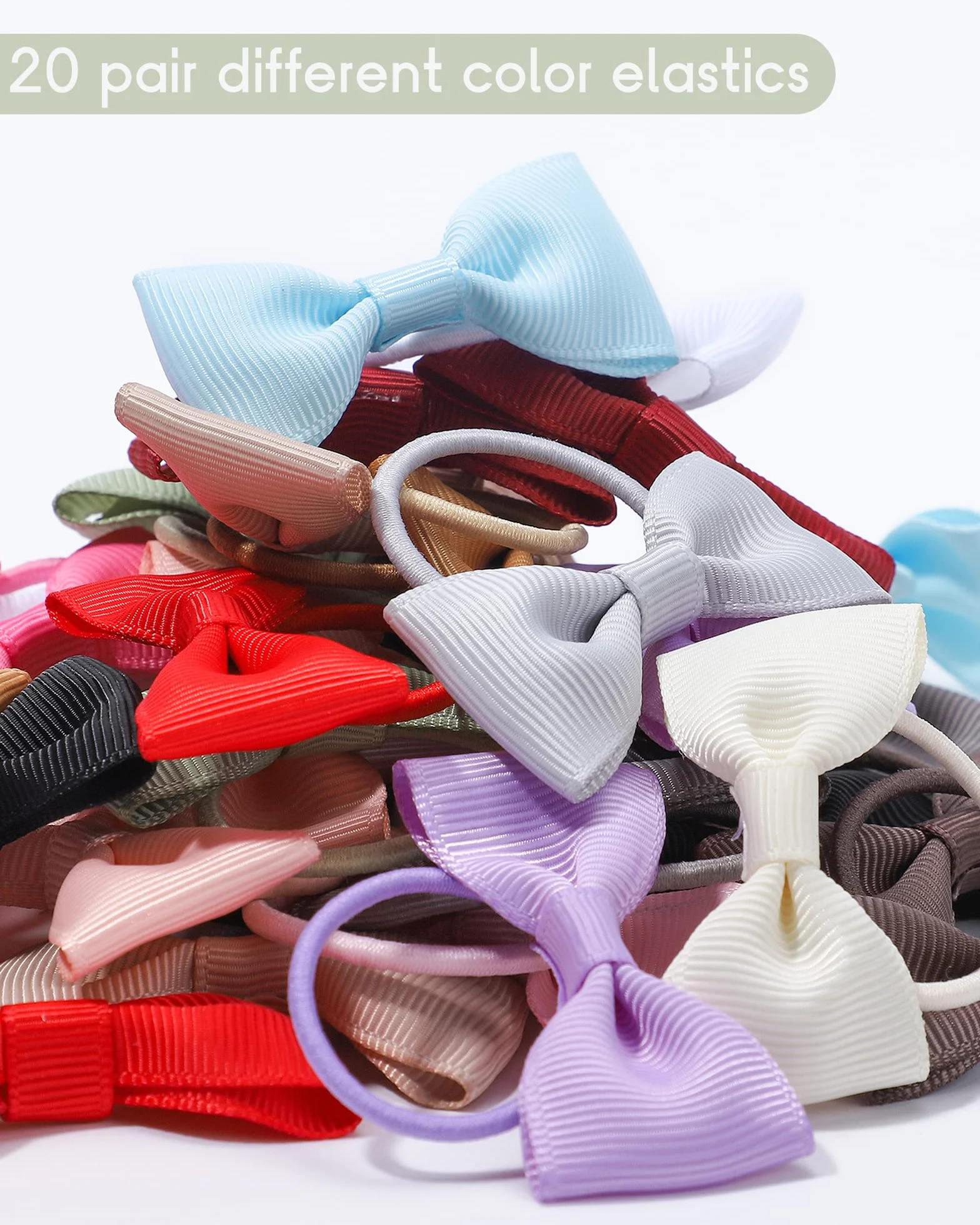 Jollybows Lot de 40 nœuds élastiques pour cheveux 5 cm, ruban élastique pour cheveux, accessoires pour bébés et filles, couleur foncée