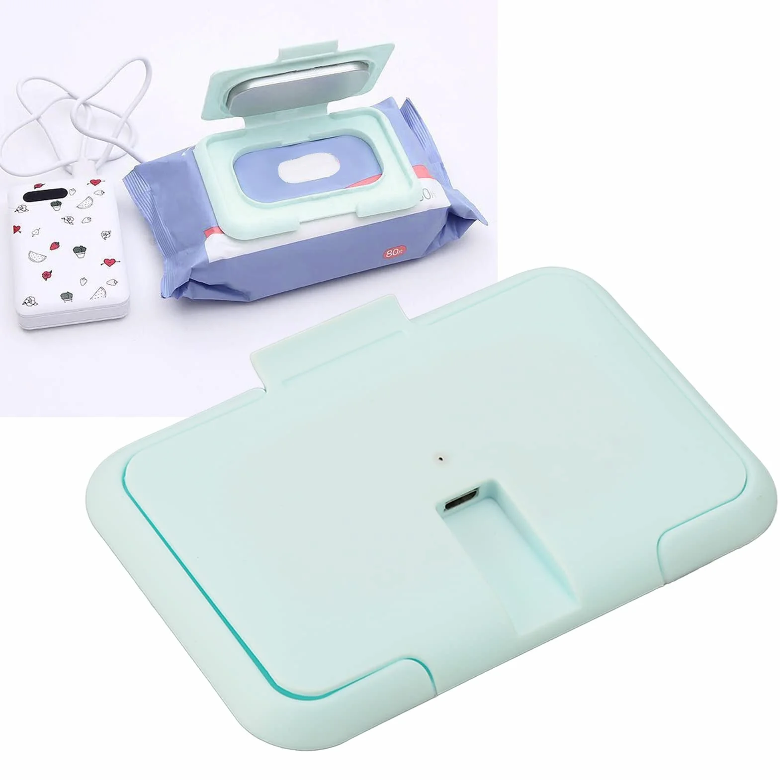 Chauffe-Lingettes pour bébé Portable, Chauffage Uniforme, Température Constante, USB, Bleu Clair