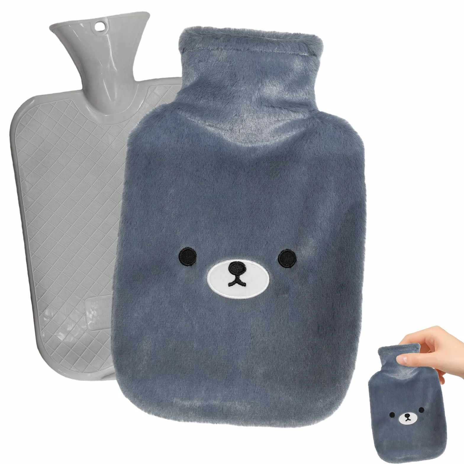 Flintronic Bouillotte Enfant 2L avec Housse Peluche Douce Amovible Lavable Anti-fuite Antidéflagrant