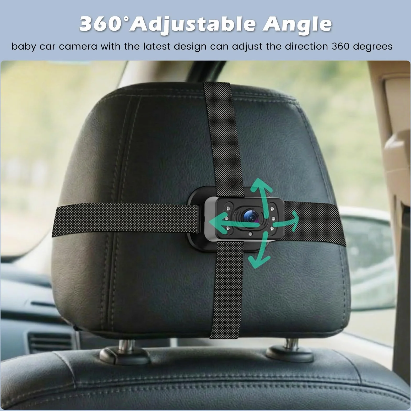 Caméra pour Siège Bébé avec Écran IPS HD 6,9" et Deux Caméras Arrière, Vision Nocturne, Caméra Pivotante 360°