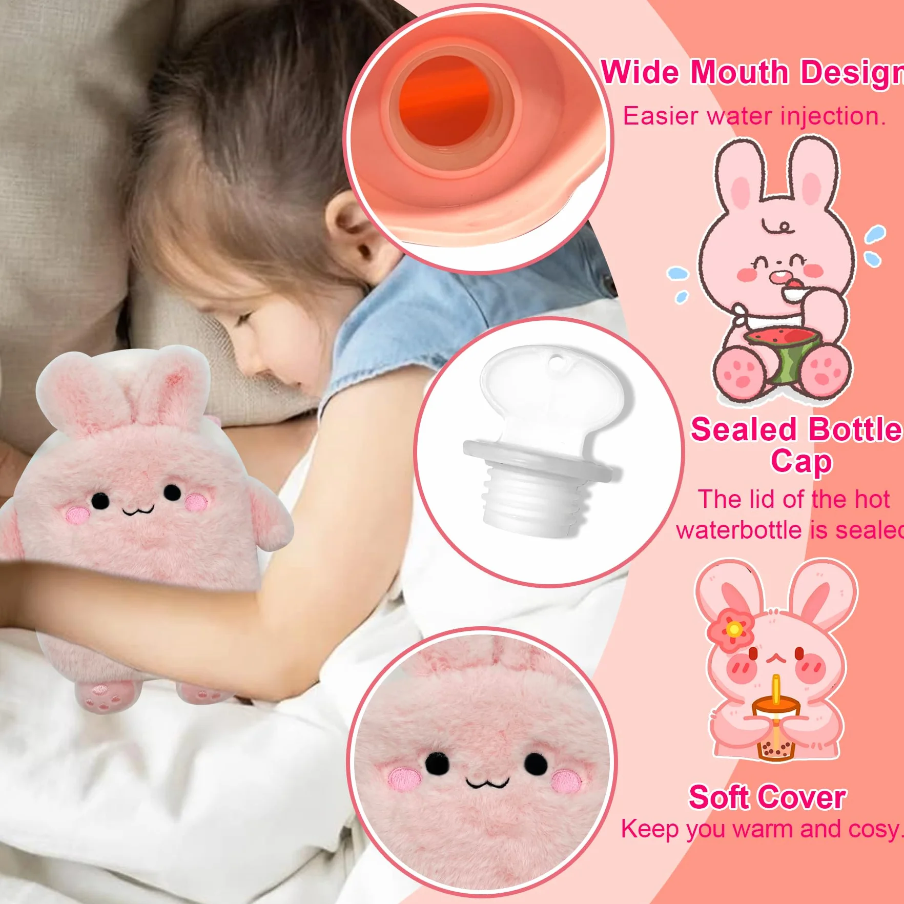 Bouillotte Avec Housse d'Eau Chaude en Silicone - Mini Peluche Sûre et Durable, Recyclable Pour l'Hiver