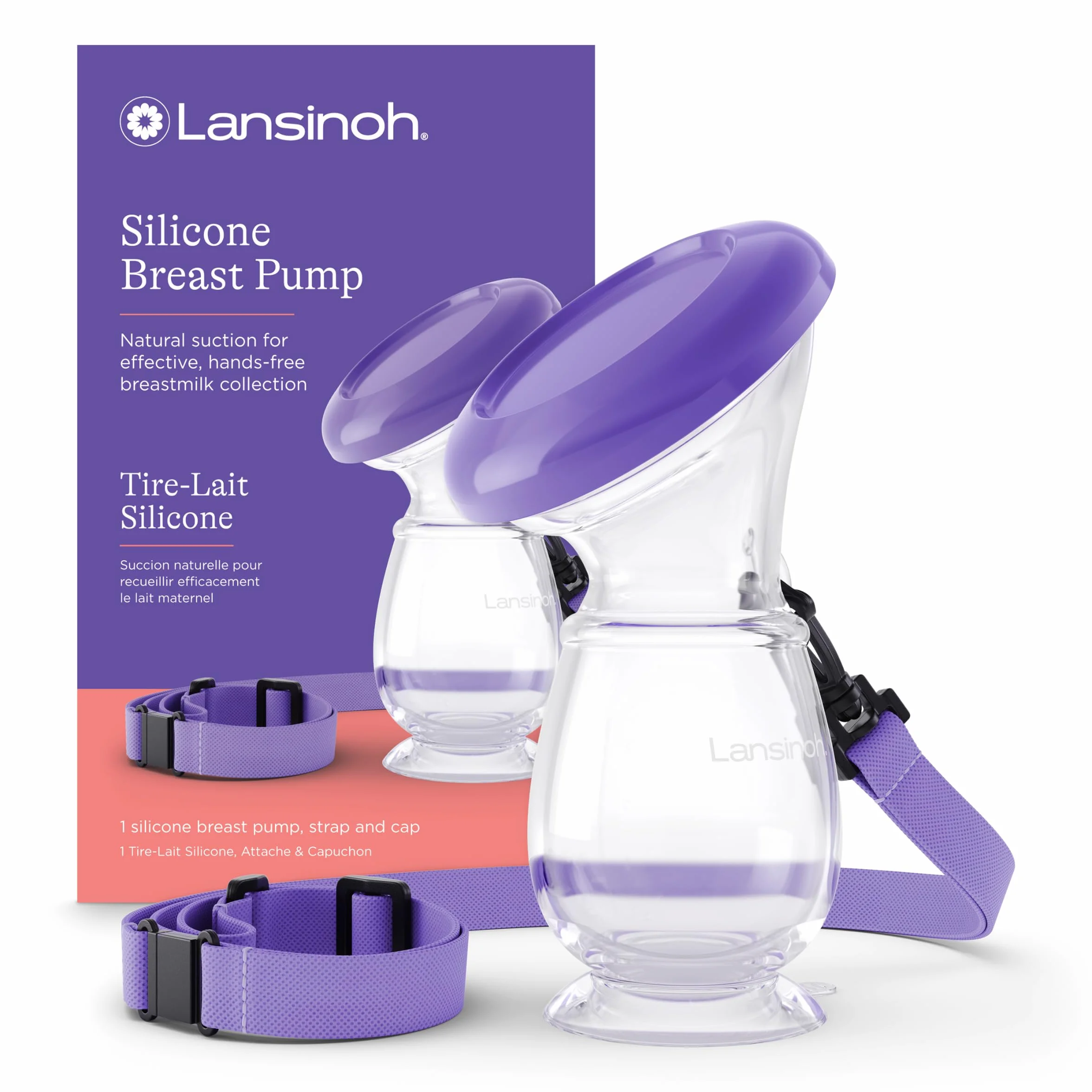 Lansinoh Tire-lait Manuel en Silicone Sans BPA – Léger, Portable, Collecteur de Lait Maternel