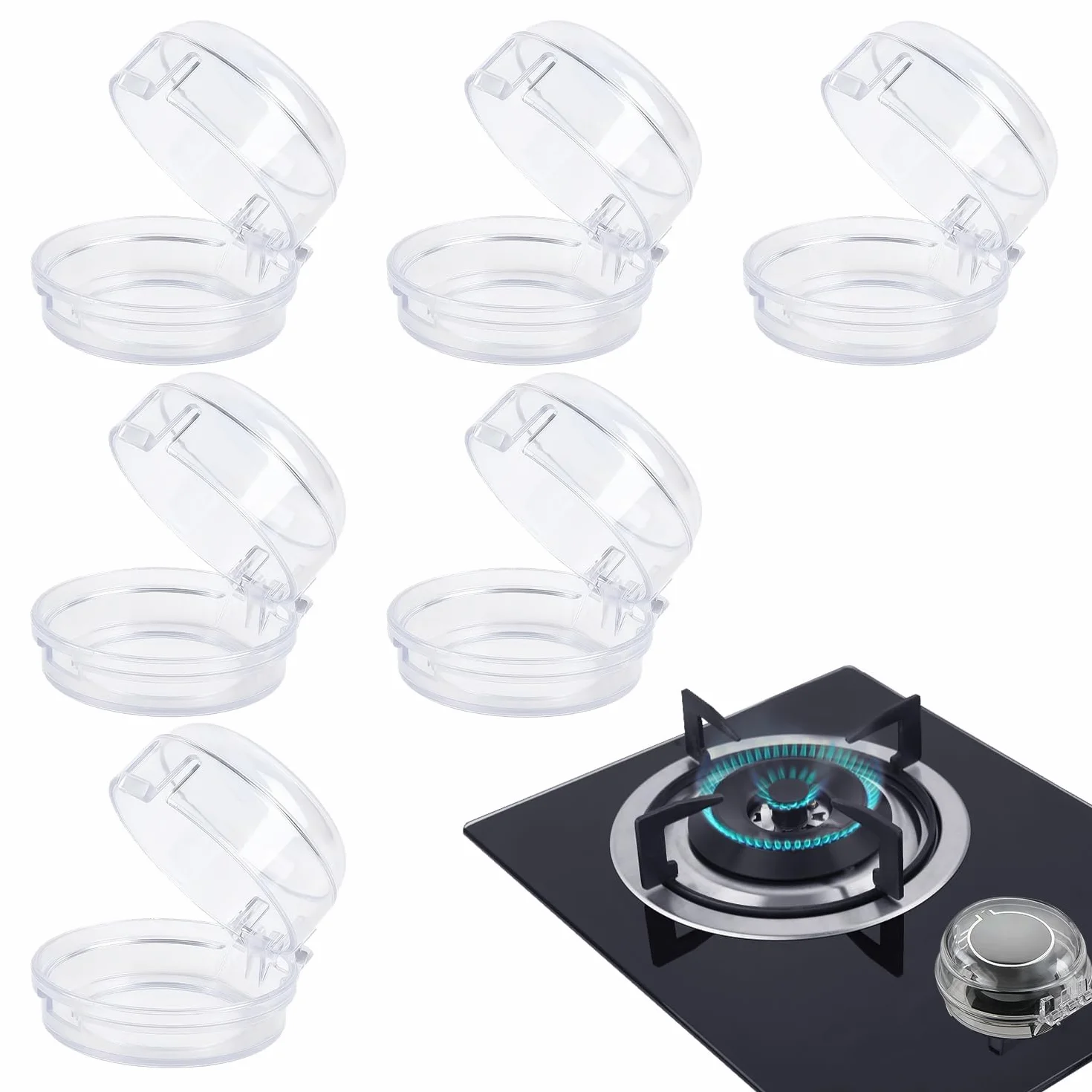 Cache-boutons de cuisinière adhésif renforcé résistants à la chaleur lot de 6 transparent