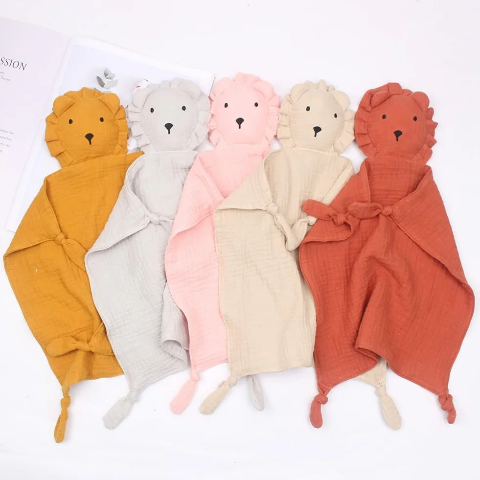 Peluche doudou panda lion éléphant mousseline jouet bébé cadeau naissance
