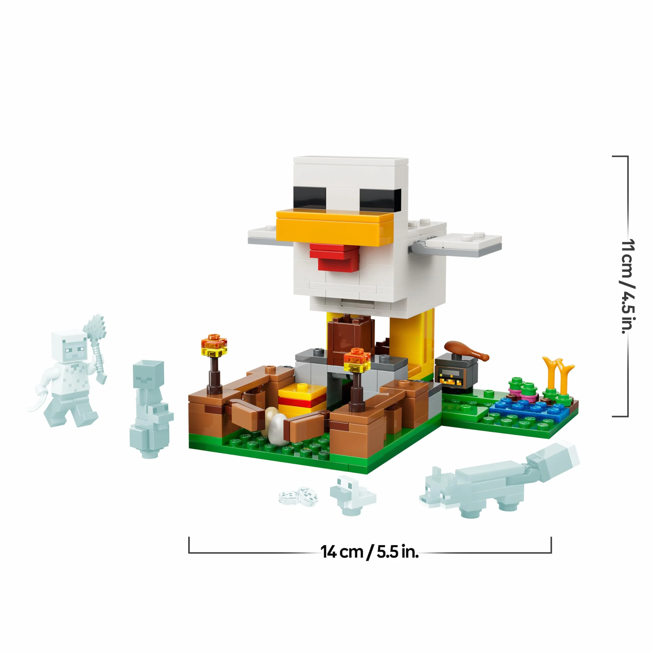 LEGO Minecraft La Ferme à Poulet Jouet de Construction avec Minifigurine Fan de Poule Figurines Mobs Bébé Zombie Renard Cadeau Gaming 7 Ans 21585