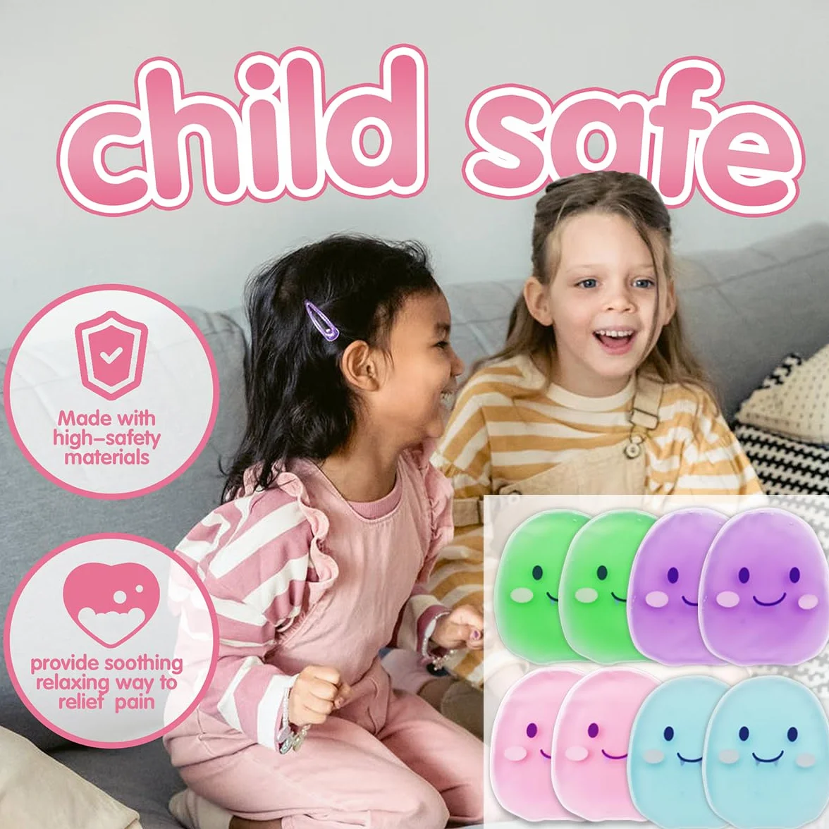 Lot de 8 blocs de glace pour enfants blessés, poche de glace avec housse souple