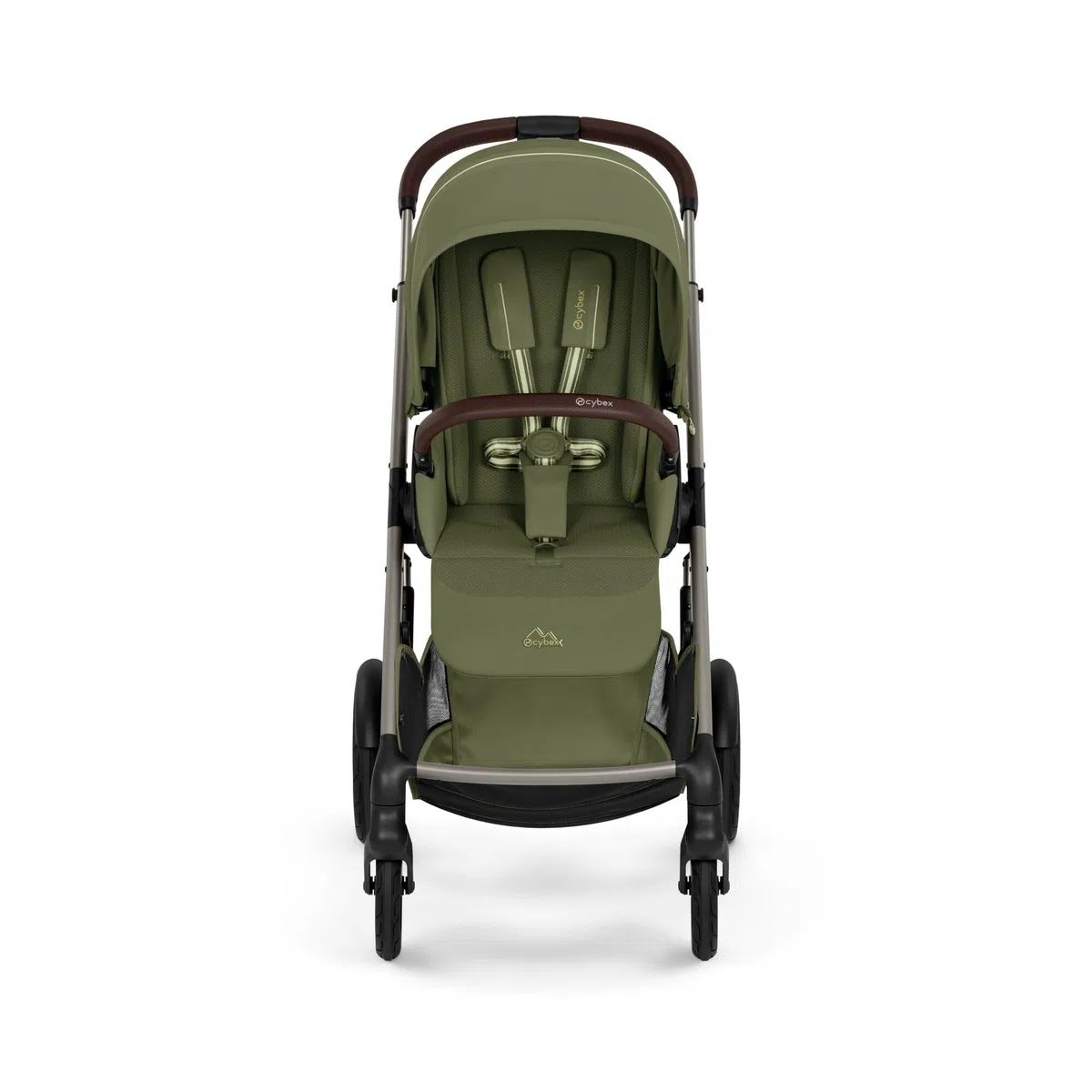 CYBEX Gold Poussette TALOS S LUX & nacelle Fold Cot, Moss Green | De la naissance à 4 ans, jusqu'à 22 kg max, nacelle pliable, système de voyage tout-terrain, capote XXL UPF50+