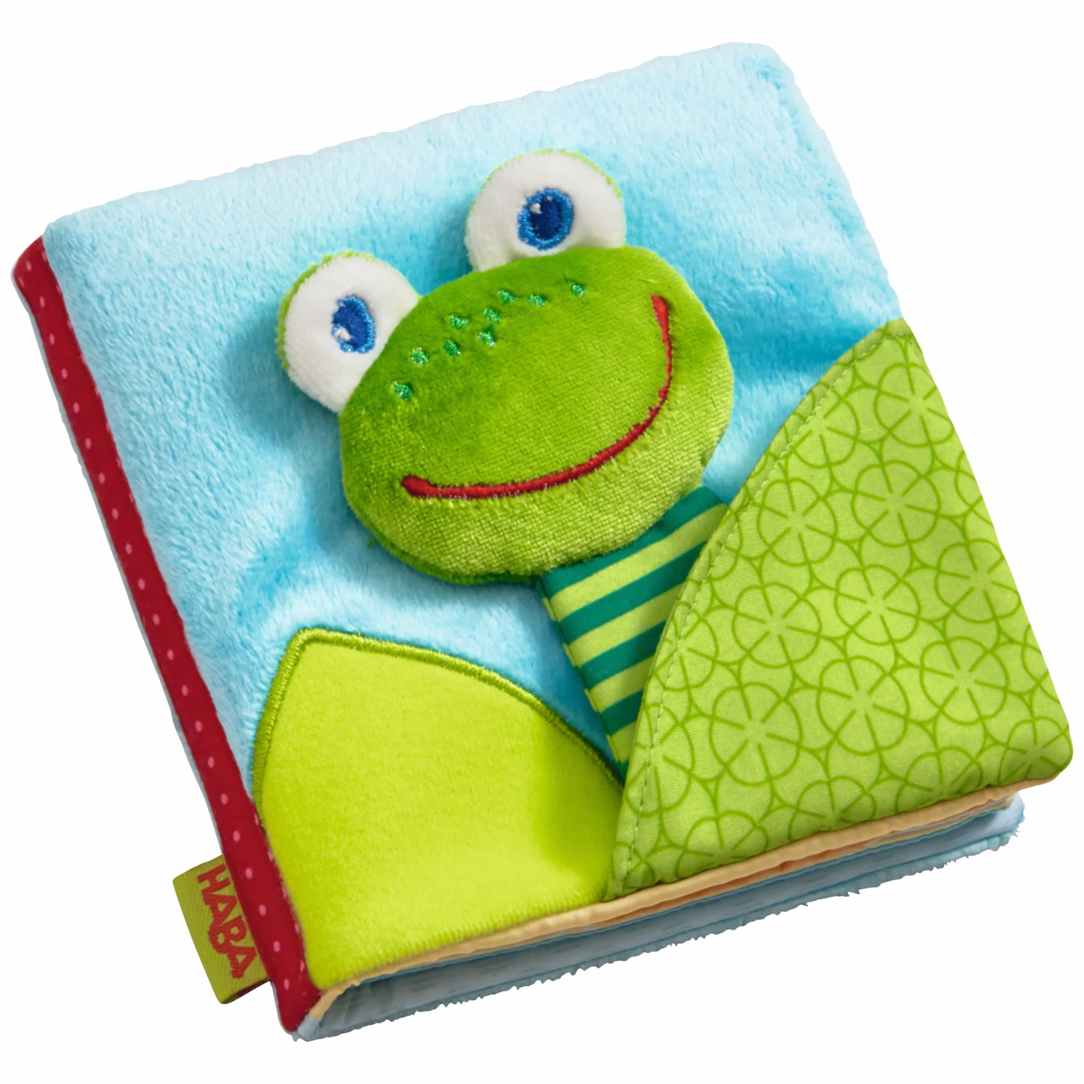 HABA Livre Grenouille Magique en Tissu avec Effets Miroir & Textures, Jeu Doux pour bébés dès 6 Mois