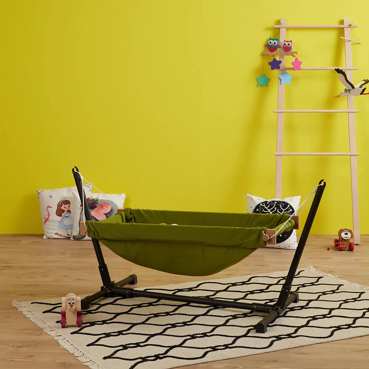 Hamac pour bébé en bois avec support 100 % coton Cribs de voyage