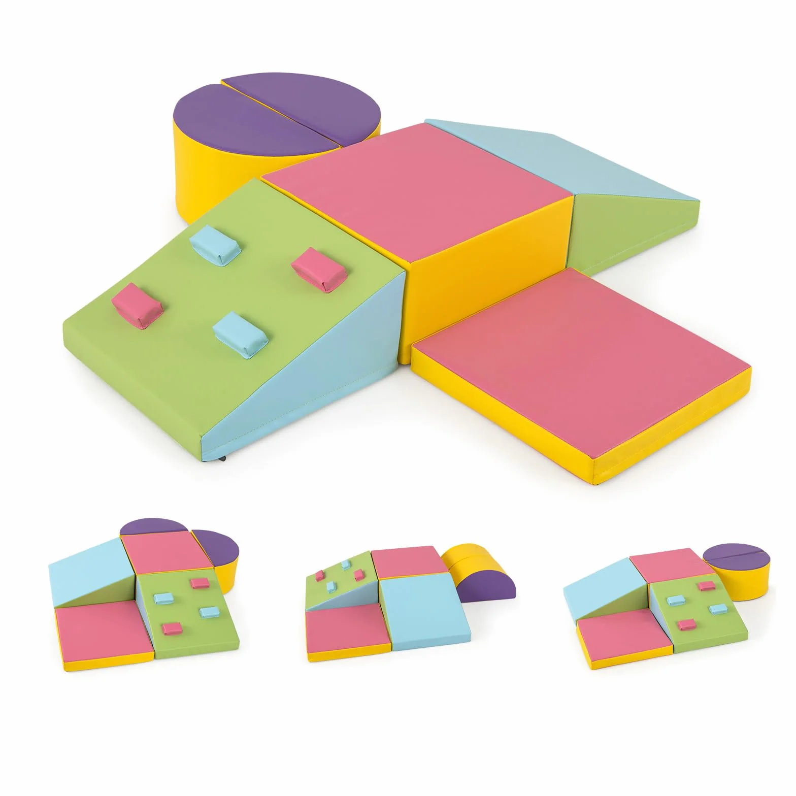 GOPLUS Parcours Motricité Bébé en Mousse EPE, Module Motricité Bébé Différentes Formes & Couleurs, Jouet Montessorri 1 Ans+