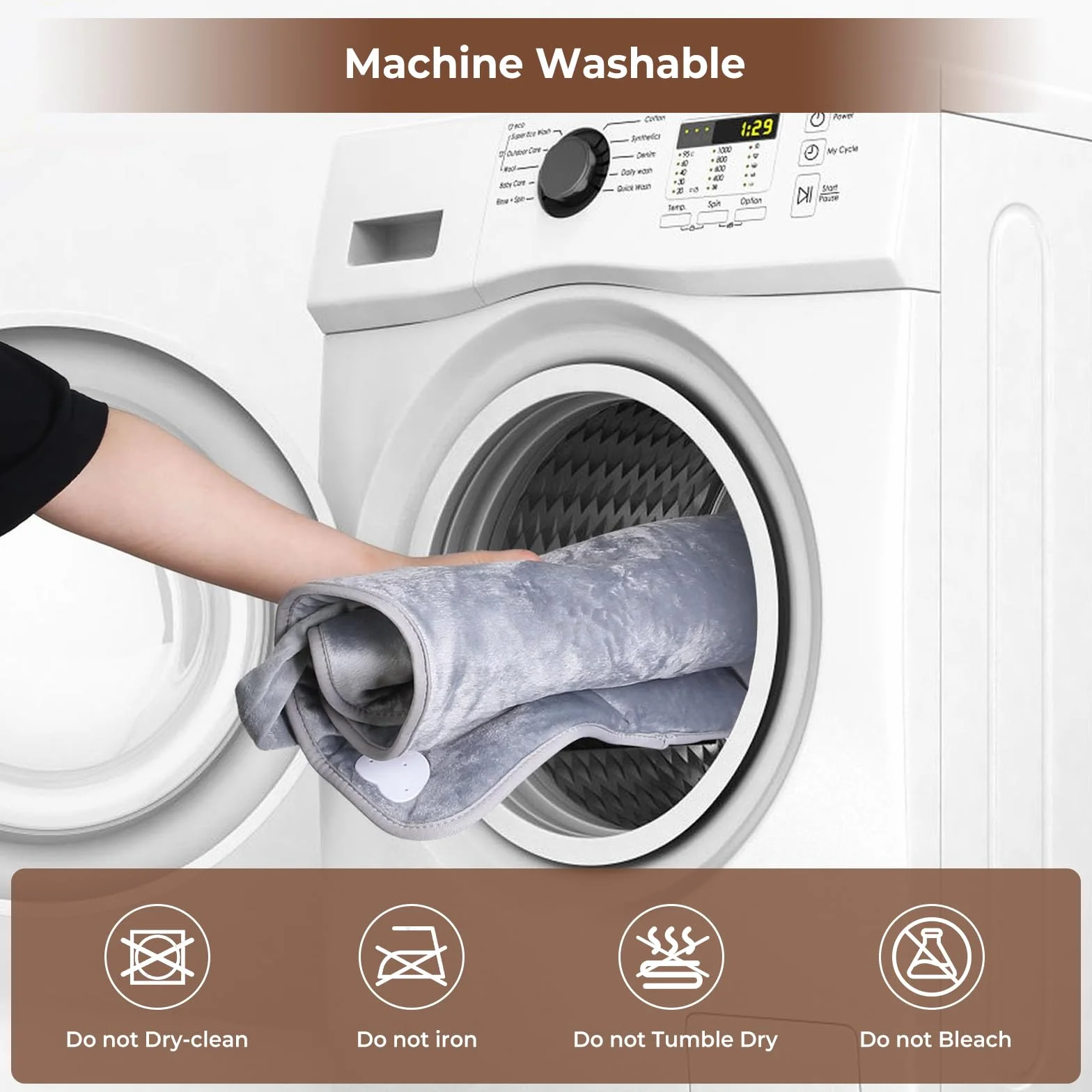 Souvik Coussin Chauffant Dos Électrique Épaule Taille Nuque 6 Modes 4 Minuteries Lavable Machine