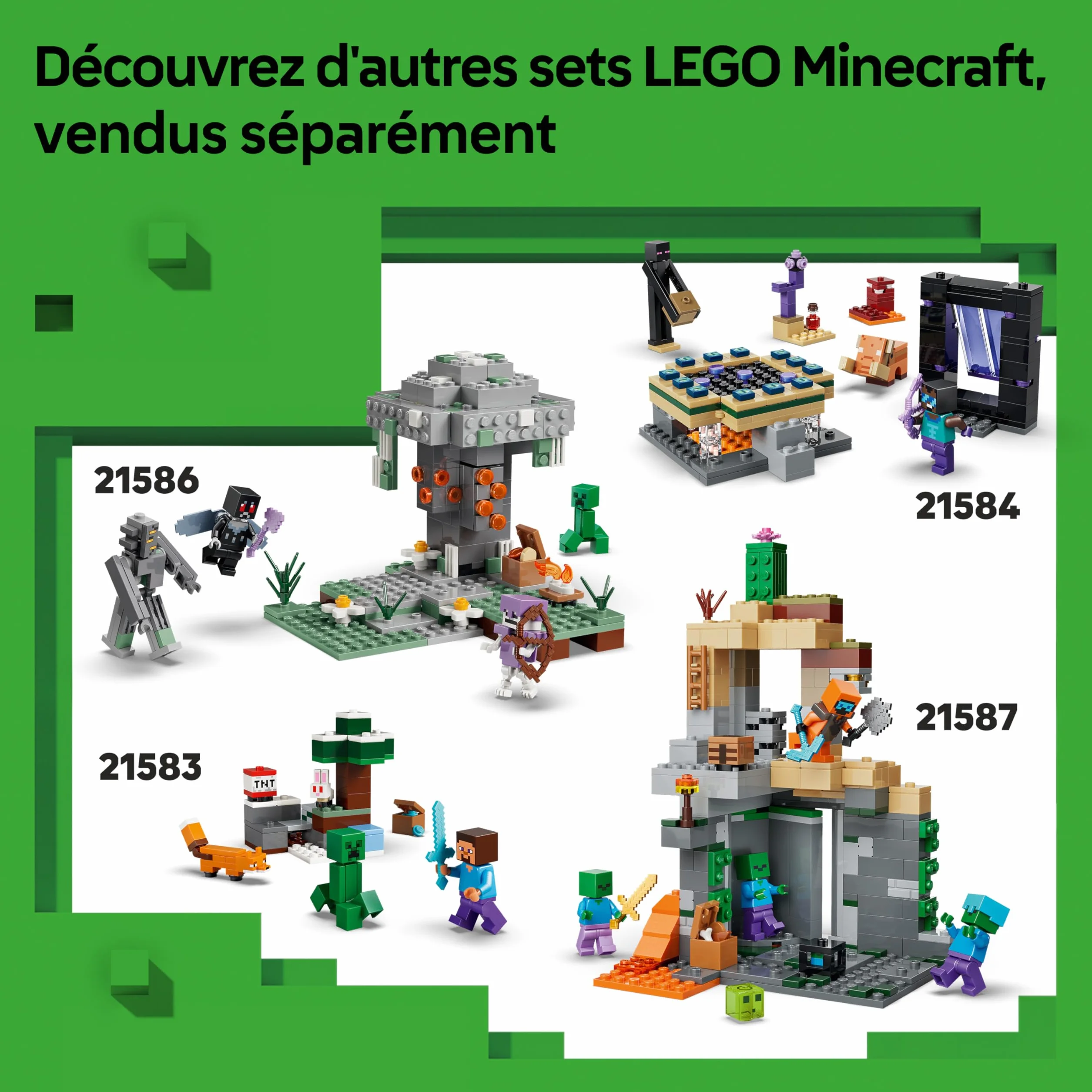 LEGO Minecraft La Ferme à Poulet Jouet de Construction avec Minifigurine Fan de Poule Figurines Mobs Bébé Zombie Renard Cadeau Gaming 7 Ans 21585