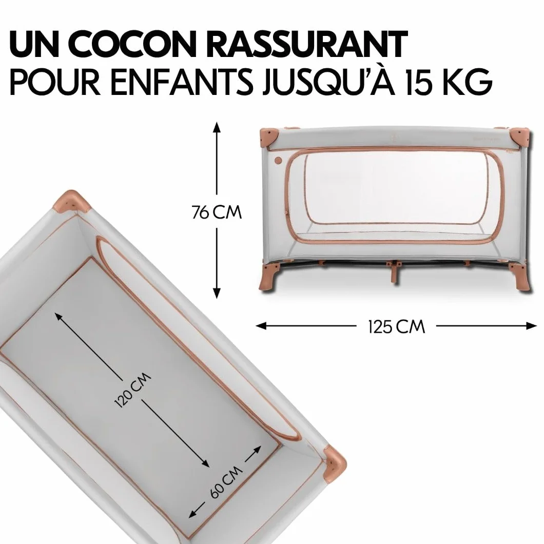 Hauck Dream N Play Plus Lit Parapluie Bébé Pliable avec Matelas, Moustiquaire, Sac de Transport – Dusty Cork