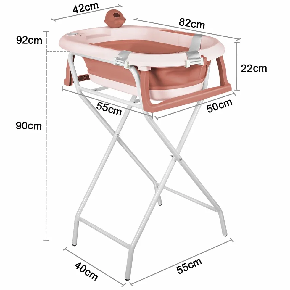 Baignoire pour bébé avec support, ergonomique, compacte, 10 kg, 81,5 x 48 x 21 cm - Rose