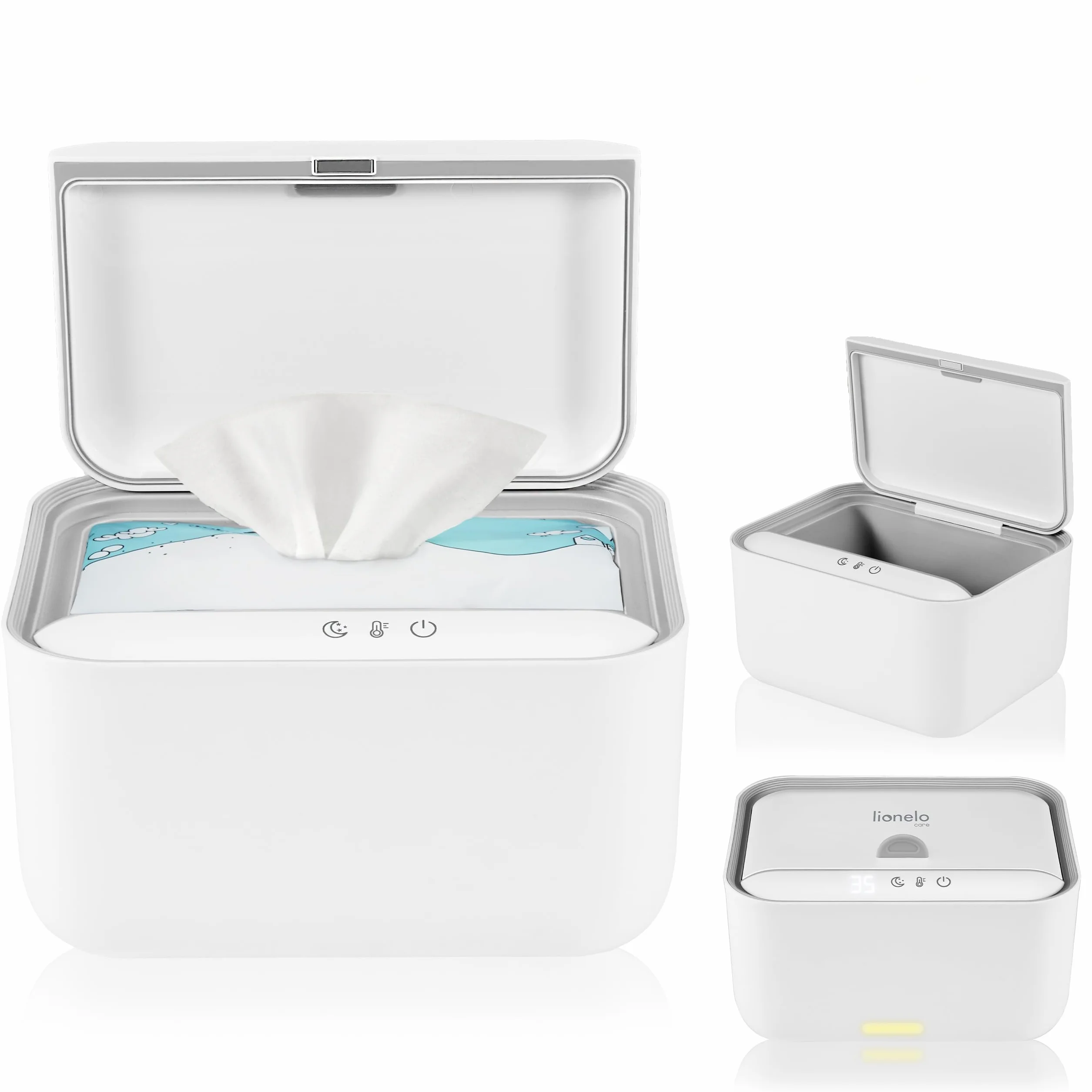 Lionelo BABYBLISS Appareil chauffant pour lingettes humides 20 W veilleuse intégrée 3 niveaux chauffage
