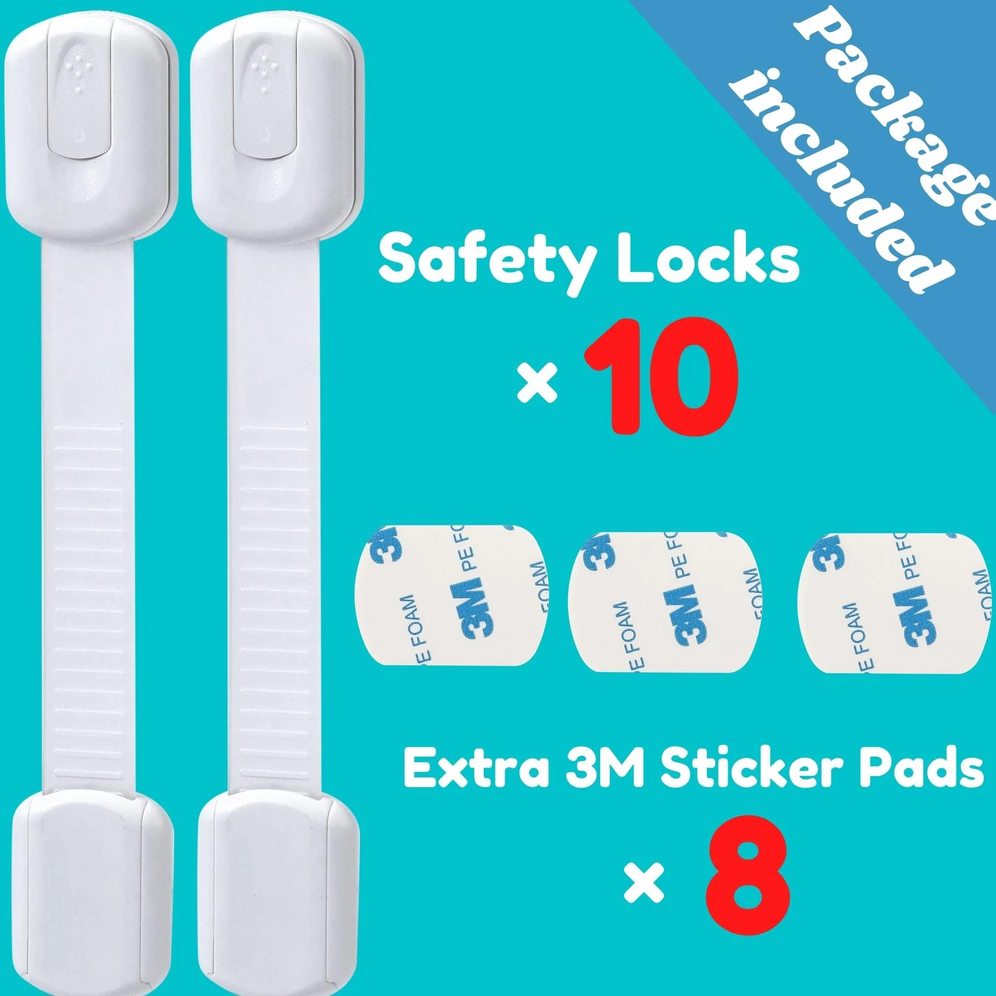 Lot de 10 Serrures de Sécurité Bébé pour Tiroirs et Armoires Lubibi, Ajustable Facile à Installer