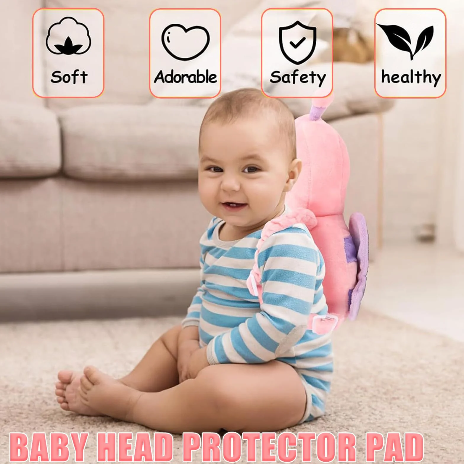 Coussin de Protection de Tête de Bébé Réglable pour Apprentissage Rampe et Marche