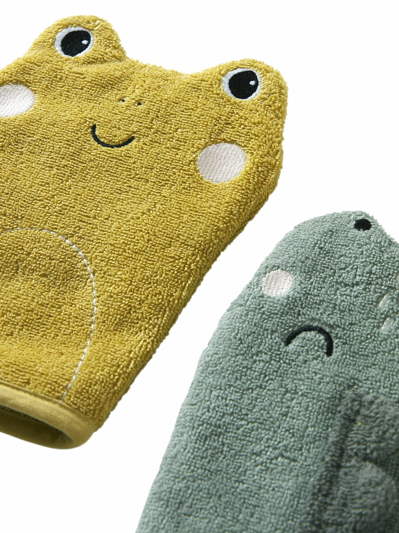 VERTBAUDET Lot de 2 gants de toilette Animorigolo vert sauge