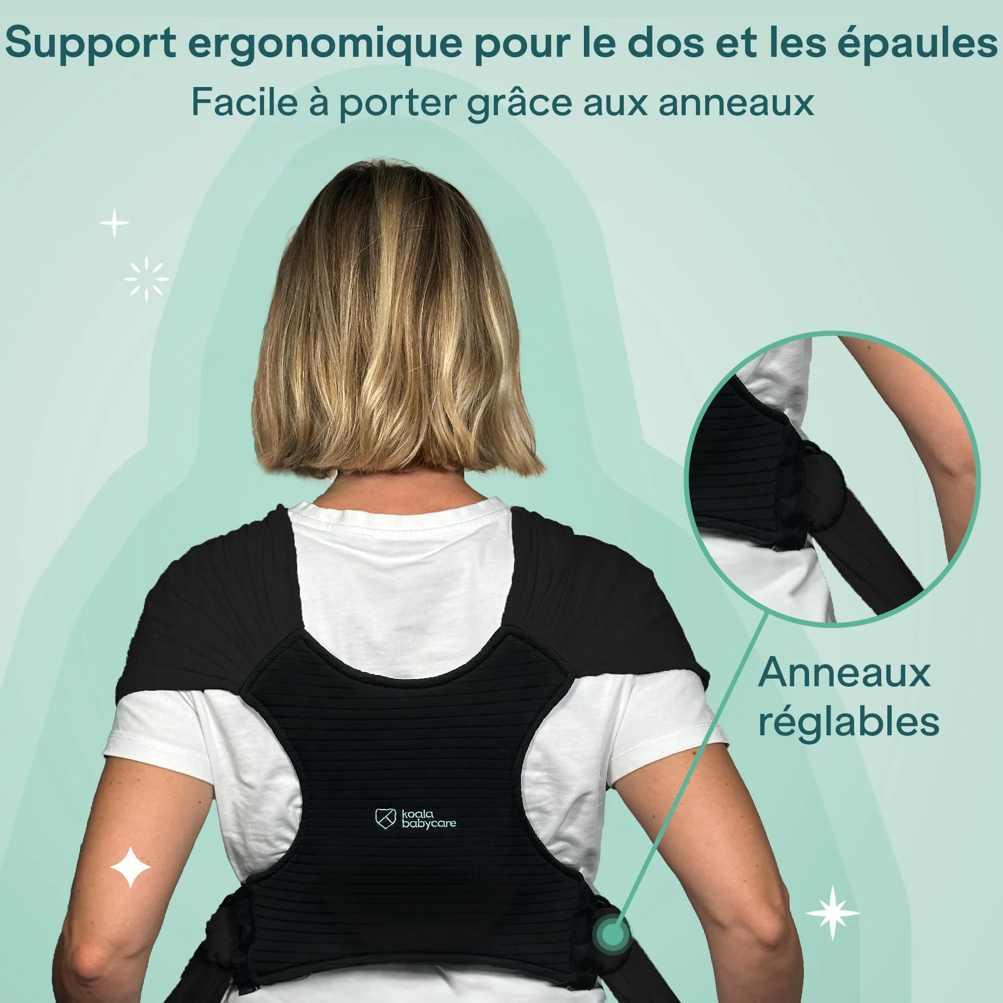 KBC® Koala Babycare Porte-bébé multifonctionnel Noir 9 kg Design Enregistré