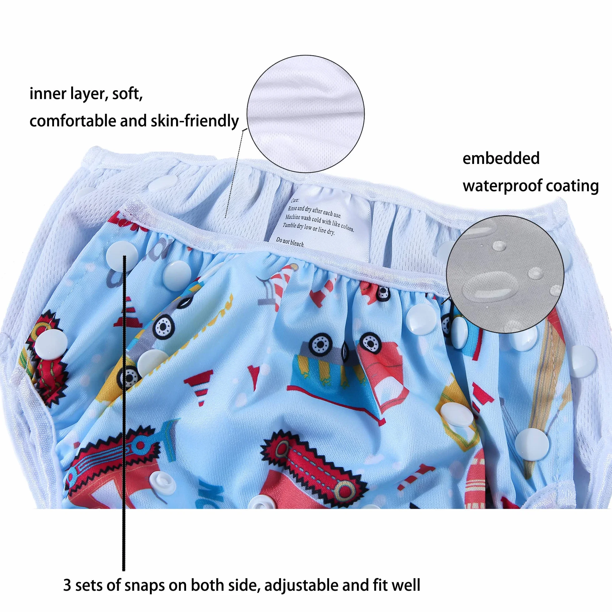 Couche Piscine Lavable Imperméable Réutilisable Anti-fuite Anti UV 0-3 Ans Tracteur Bateau Navire