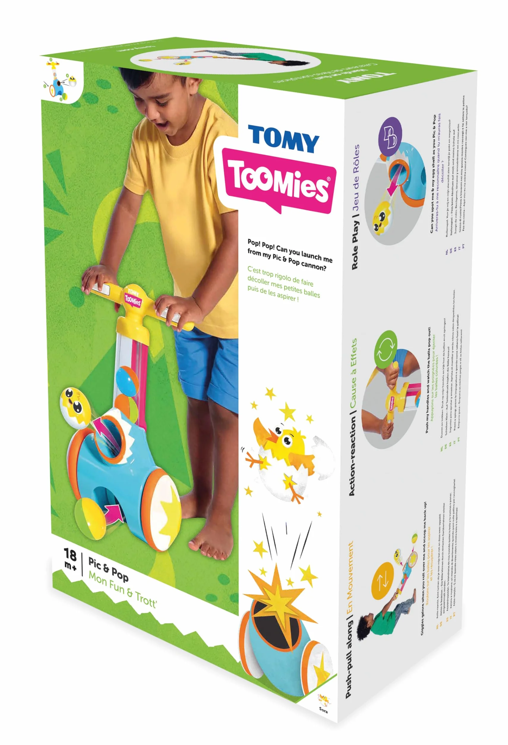Tomy Toomies Fun Trott' Jouet à Pousser Bébé Aide à la Marche Enfant 18 Mois 3 Ans