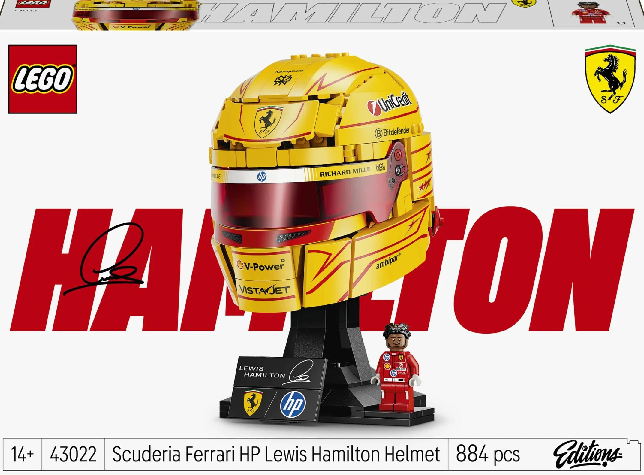 LEGO Scuderia Ferrari HP Casque Lewis Hamilton 43022 Maquette F1 Minifigurine Collector Cadeau 14 Ans Adulte