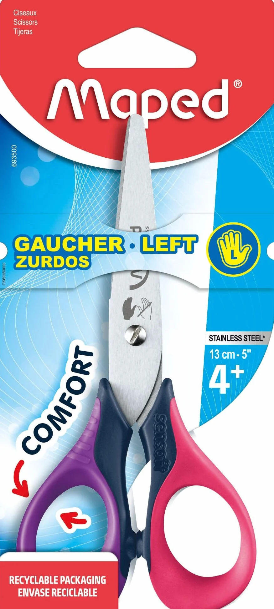 MAPED Ciseaux scolaires Sensoft 3D GAUCHER 130 mm