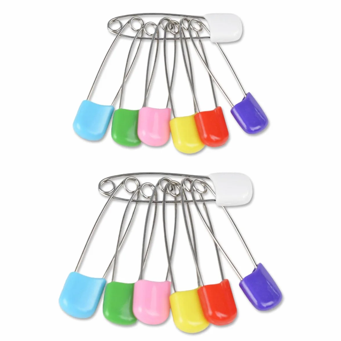Épingles à nourrice en plastique 40 mm avec fermetures de sécurité, lot de 12