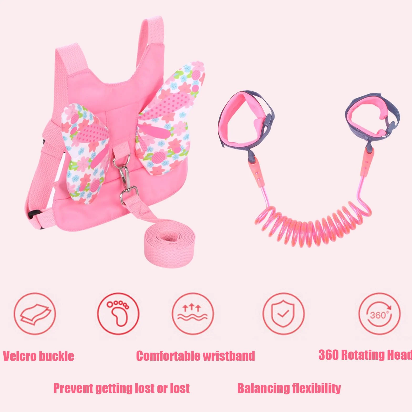 Harnais de Sécurité Enfant, Anti Perdu Poignet Ceinture pour Bébé, Marcher, Voyages