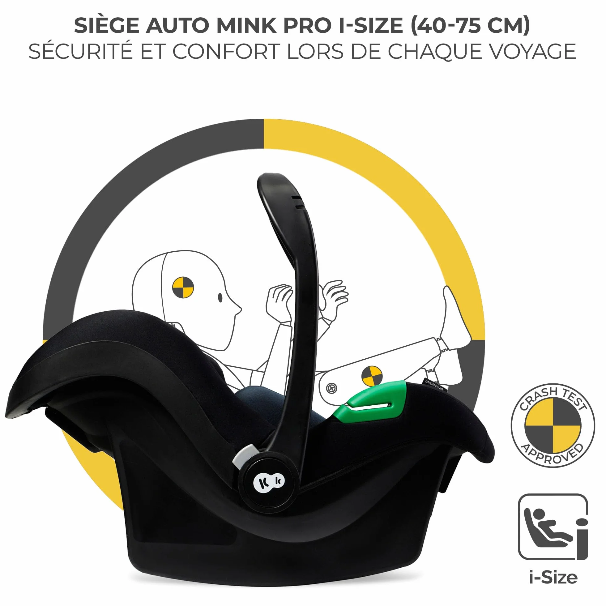 Kinderkraft MOOV 2 Poussette 3 en 1 Travel System avec nacelle 2-en-1 siège auto i-Size Gris