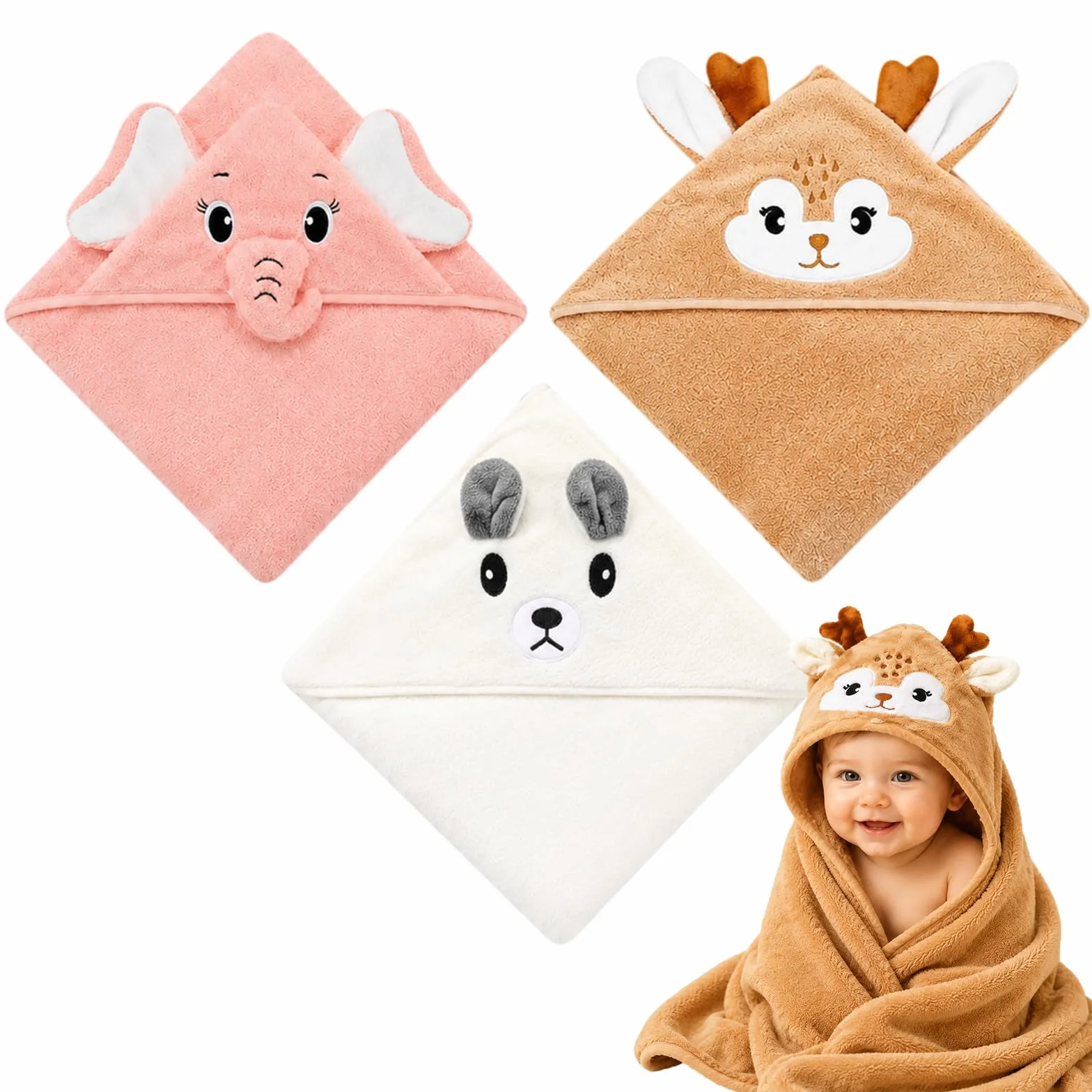 Serviettes À Capuche Bébé 80x80 cm Douces pour Tout-Petits