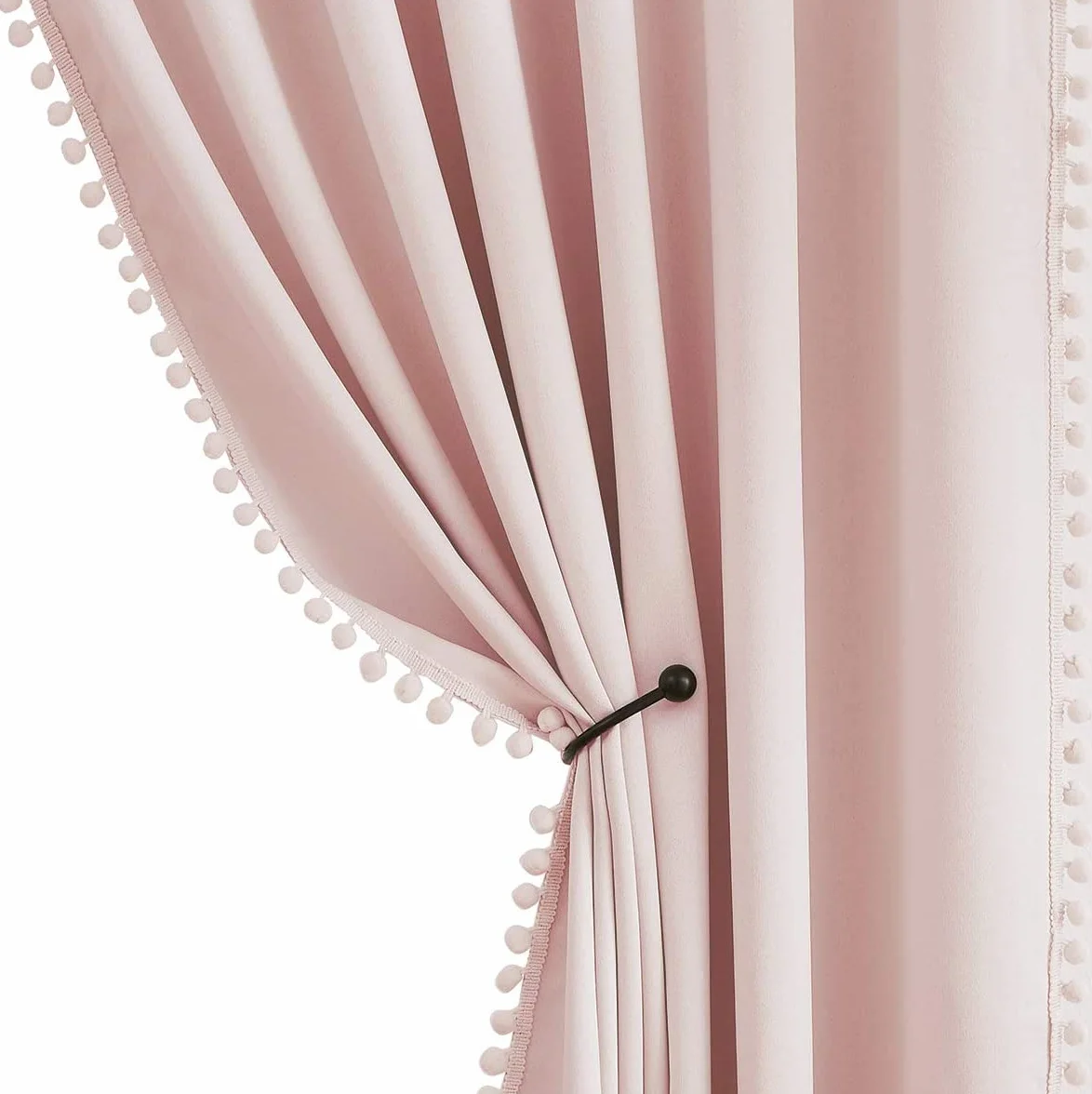 Rideaux Occultants à Pompons 182,9 cm x 127 cm, Isolation Thermique, pour Chambre à Coucher de Fille