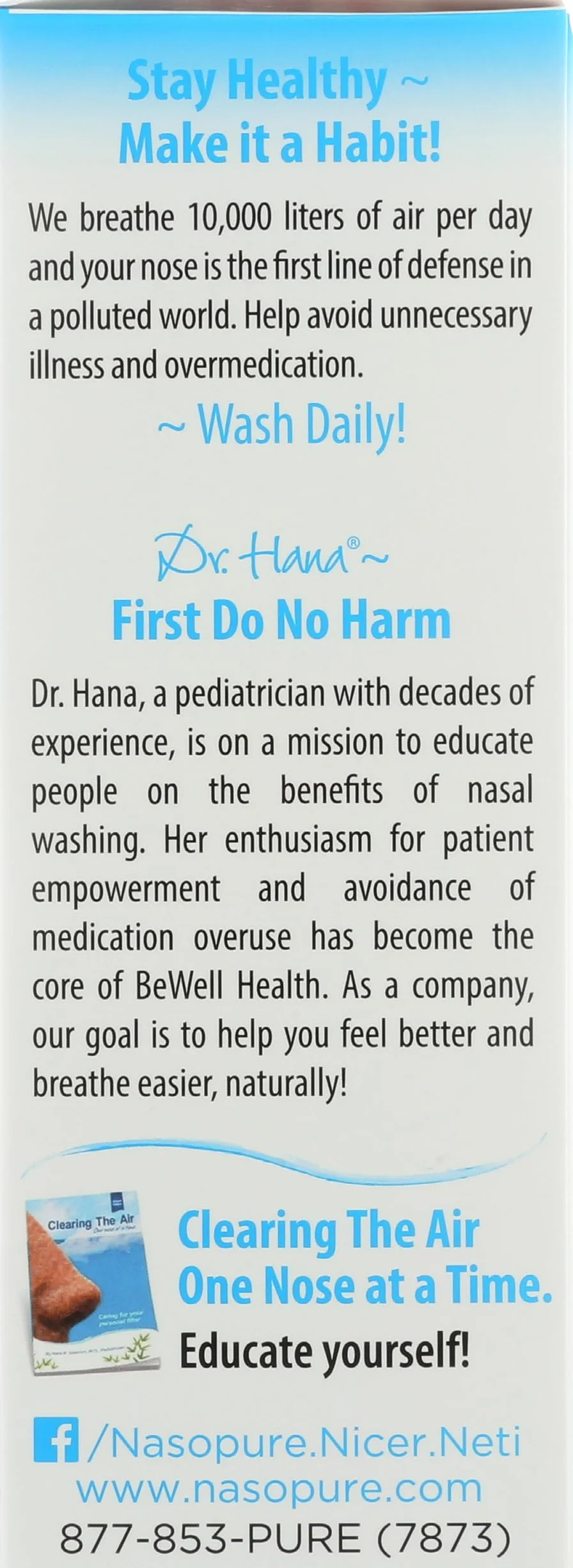 DR HANA'S NASOPURE Le "Pot Neti Nicer" Sampler Kit 8 Bouteille Avec 4 onces Tamponnés Sel Packets Allergie Congestion Relief Lavage Nasal