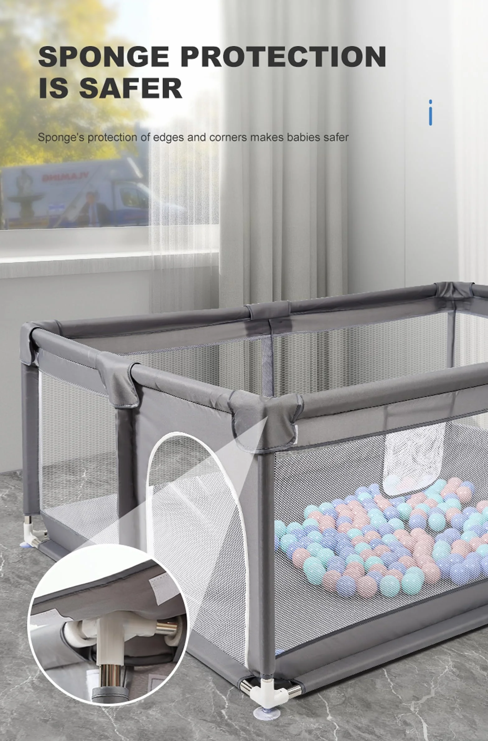 Parc pour Bébé Centre d'Activités Clôture Tout-petits Aire de Jeux 1.5x1.8M Mousse Anti-collision