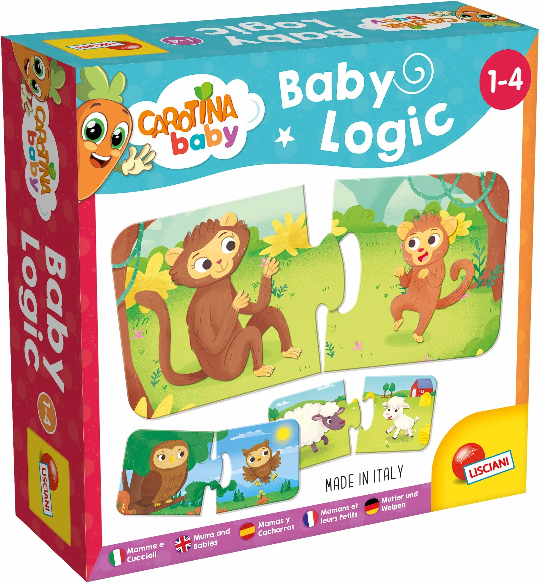 Lisciani Carotina Baby Logique Bébé Mamans et Petits Jeu Éducatif 1-4 Ans 12 Puzzles 2 Pièces