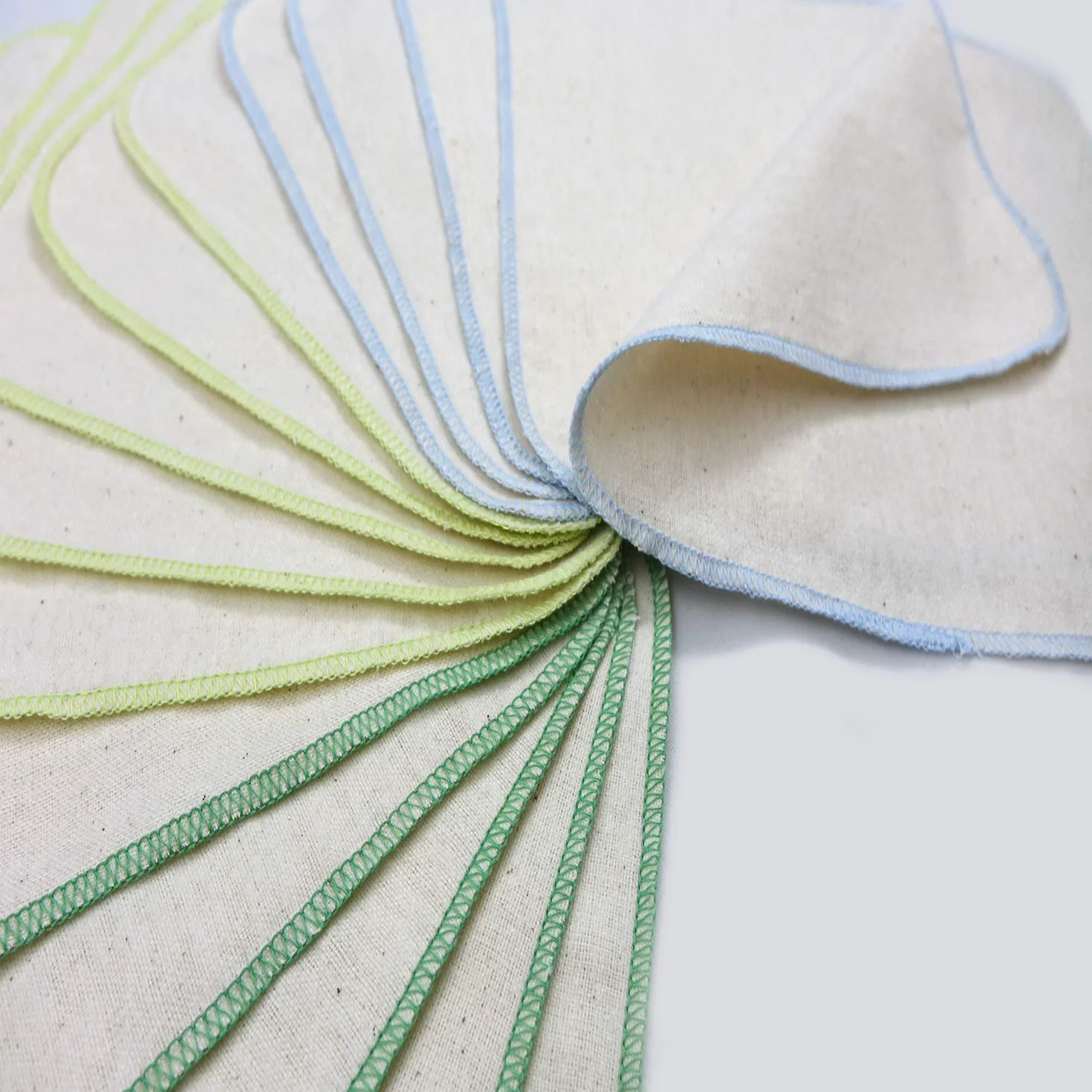 Gants de toilette réutilisables en flanelle de coton bio Lot de 15 - Serviettes lavables vert