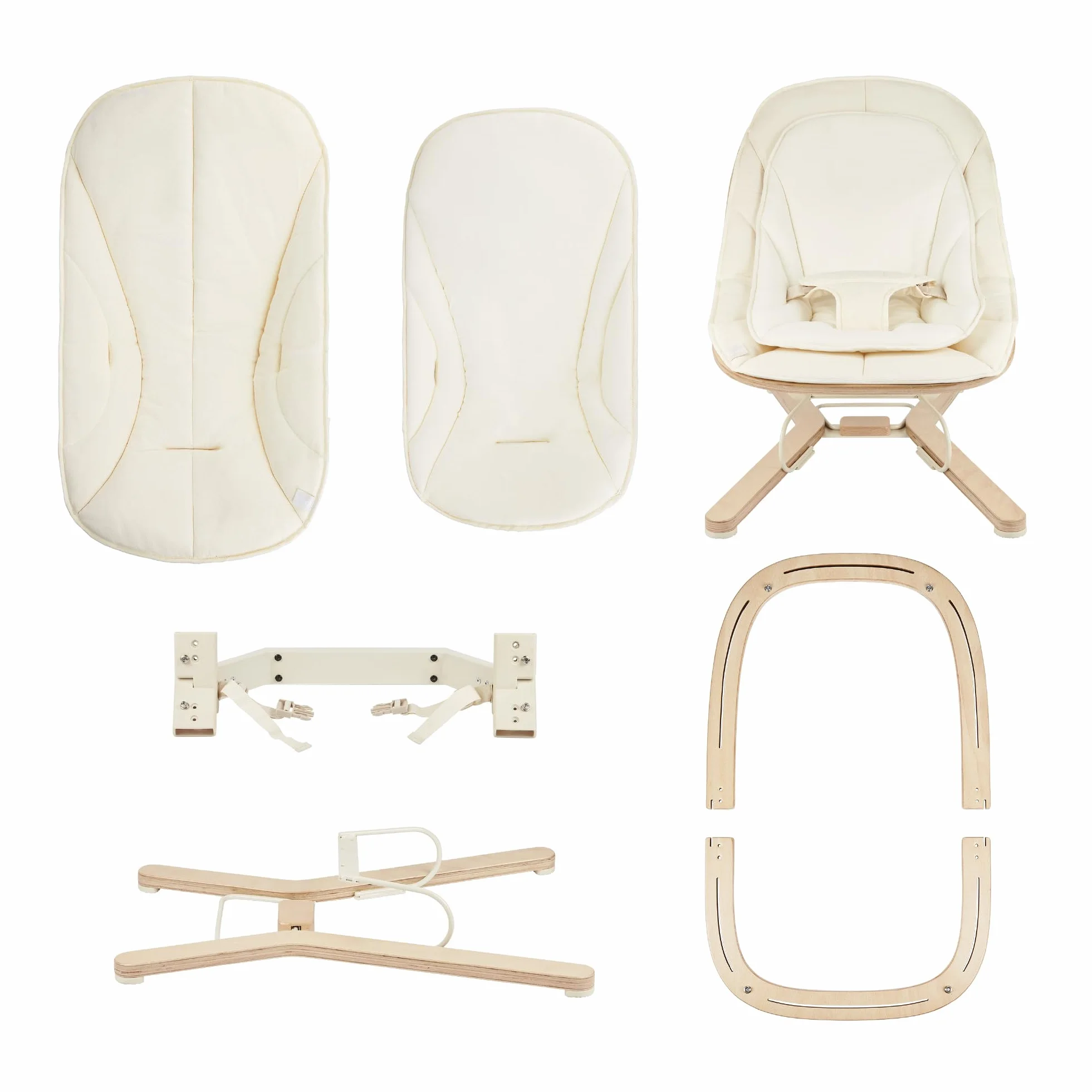 Babymoov Transat Bébé Bois Swoon Flow Évolutif Fauteuil Enfant 18kg Balancement Naturel 3 Positions Dossier Coton Bio Bois FSC