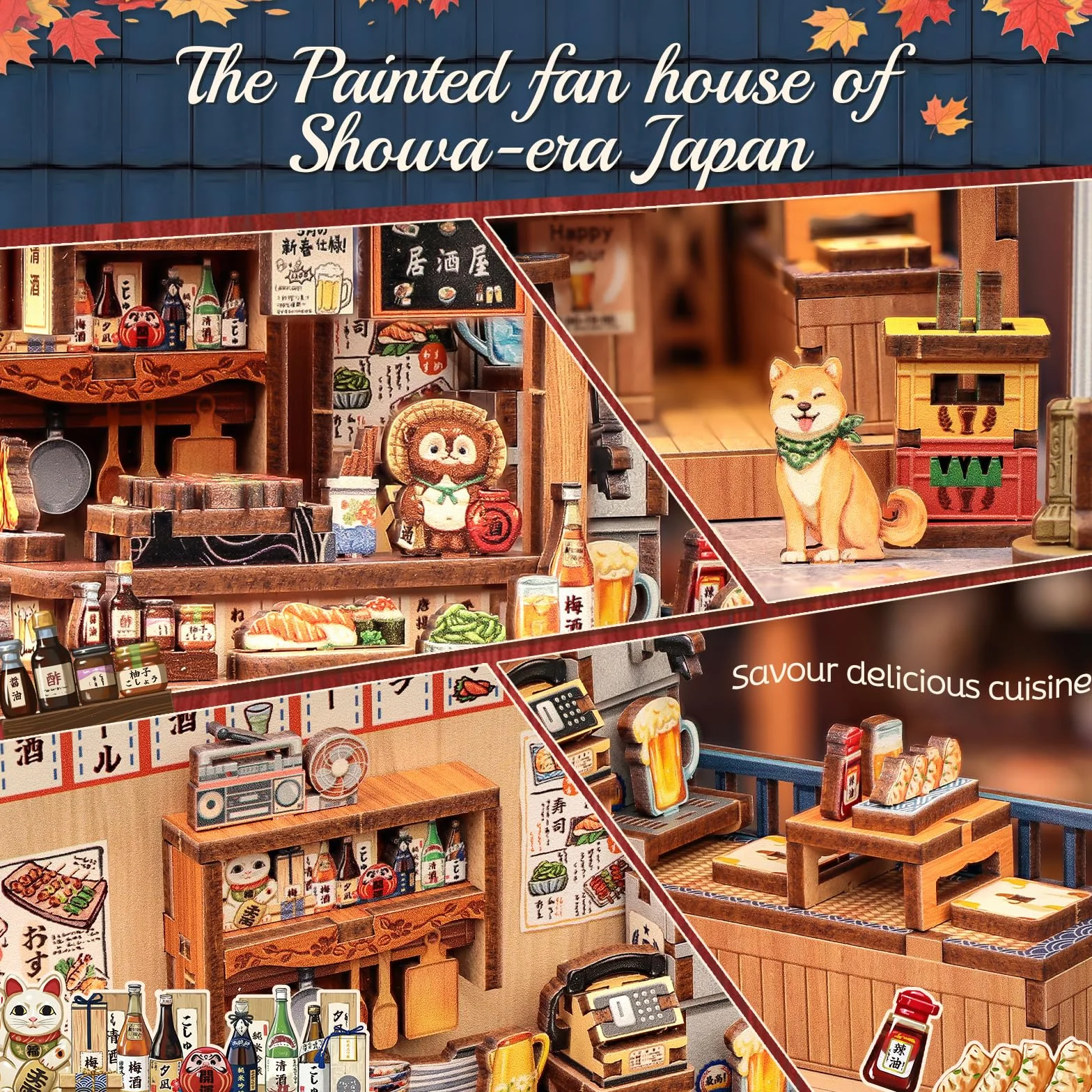 Cutefun Book Nook Kit - Kit de Mini-Maisons de poupées Japonais avec Éclairage LED - Maison de Livres en Miniature à Assembler