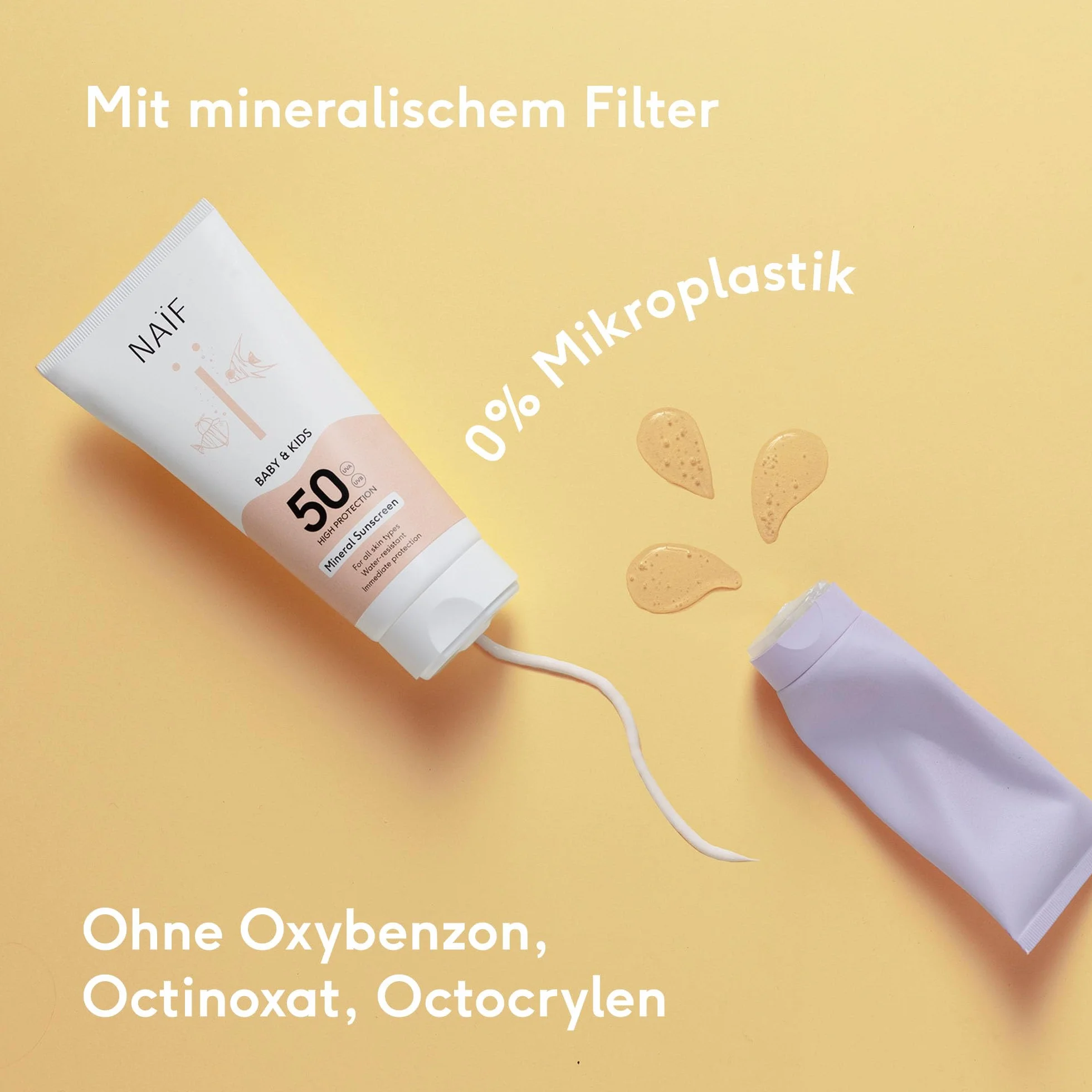 Naïf Crème Solaire Minérale Bébé & Enfant SPF 50 Protection UVA/UVB Résistante à l’Eau 30 ml