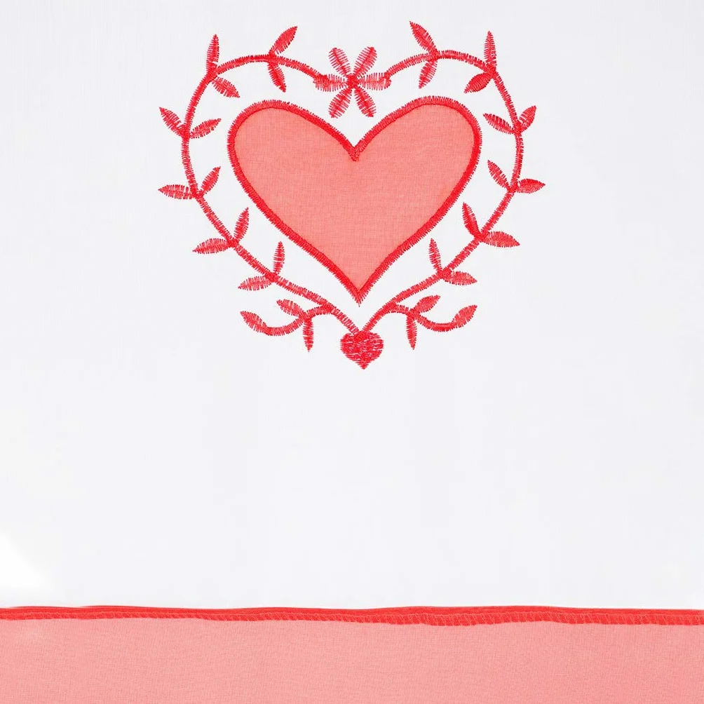 Rideaux Transparents Broderie Coeur Rouge 140x225cm SIMPVALE