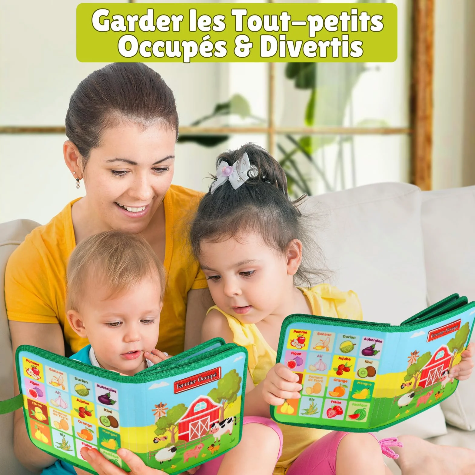 Quanquer Busy Board Française - Livre Occupé de Ferme Montessori pour 1 2 3 Ans Enfants - Planche d'Activités Jouet Éducatif Sensoriel Préscolaire - Jouets de Voyage pour Tout-Petits
